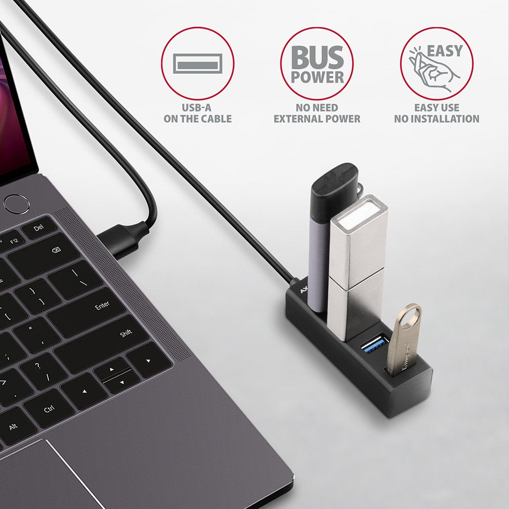 EAN 8595247906212 - Axagon HUE-M1AL hub de interfaz USB 3.2 Gen 1 (3.1 Gen 1) Type-A 5000 Mbit/s Negro imagen 4