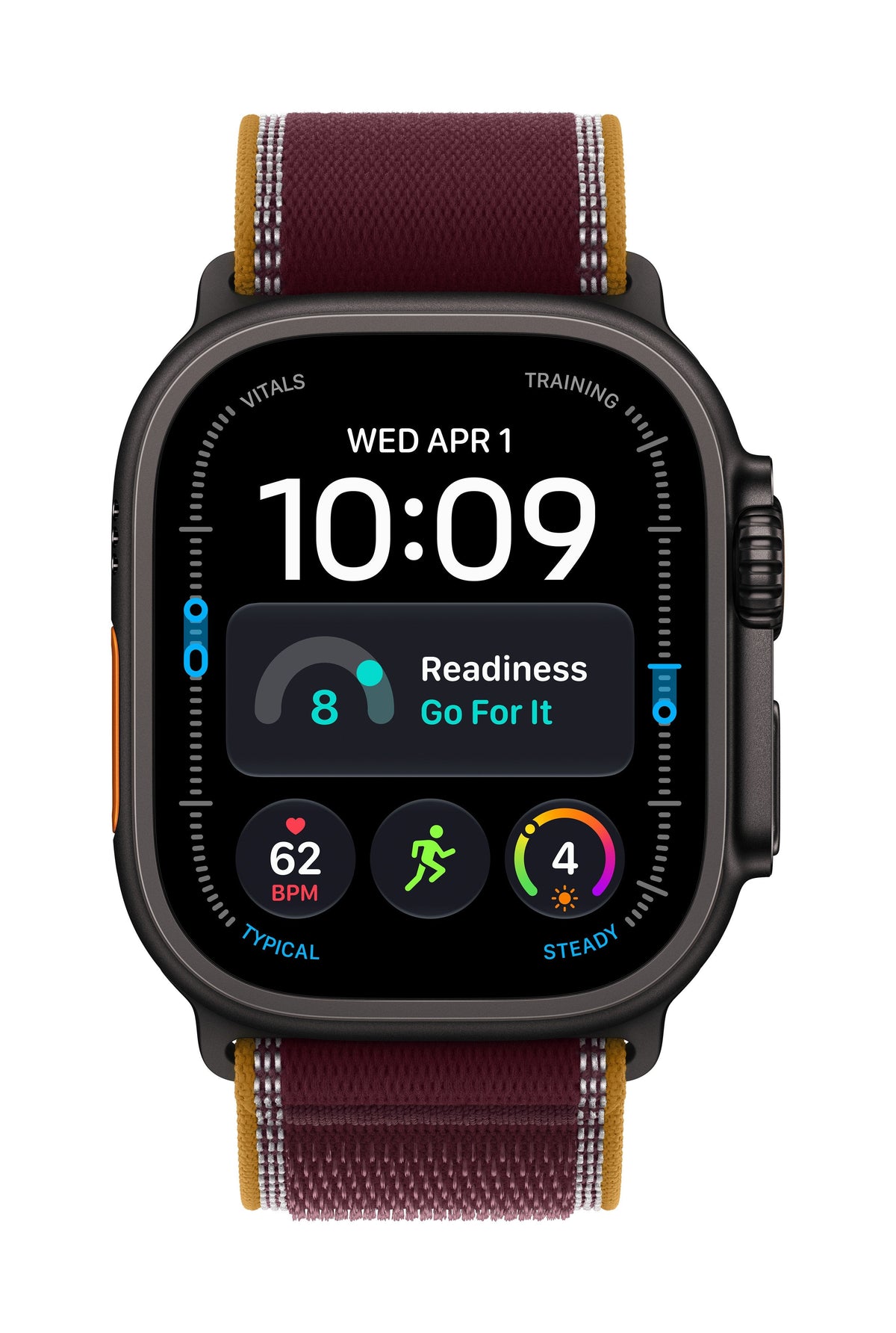 Apple Watch Ultra 4 (Titan Negro, 49 Mm, Trail Loop Burgunder S/M, Cellular) Mjc34qf/A