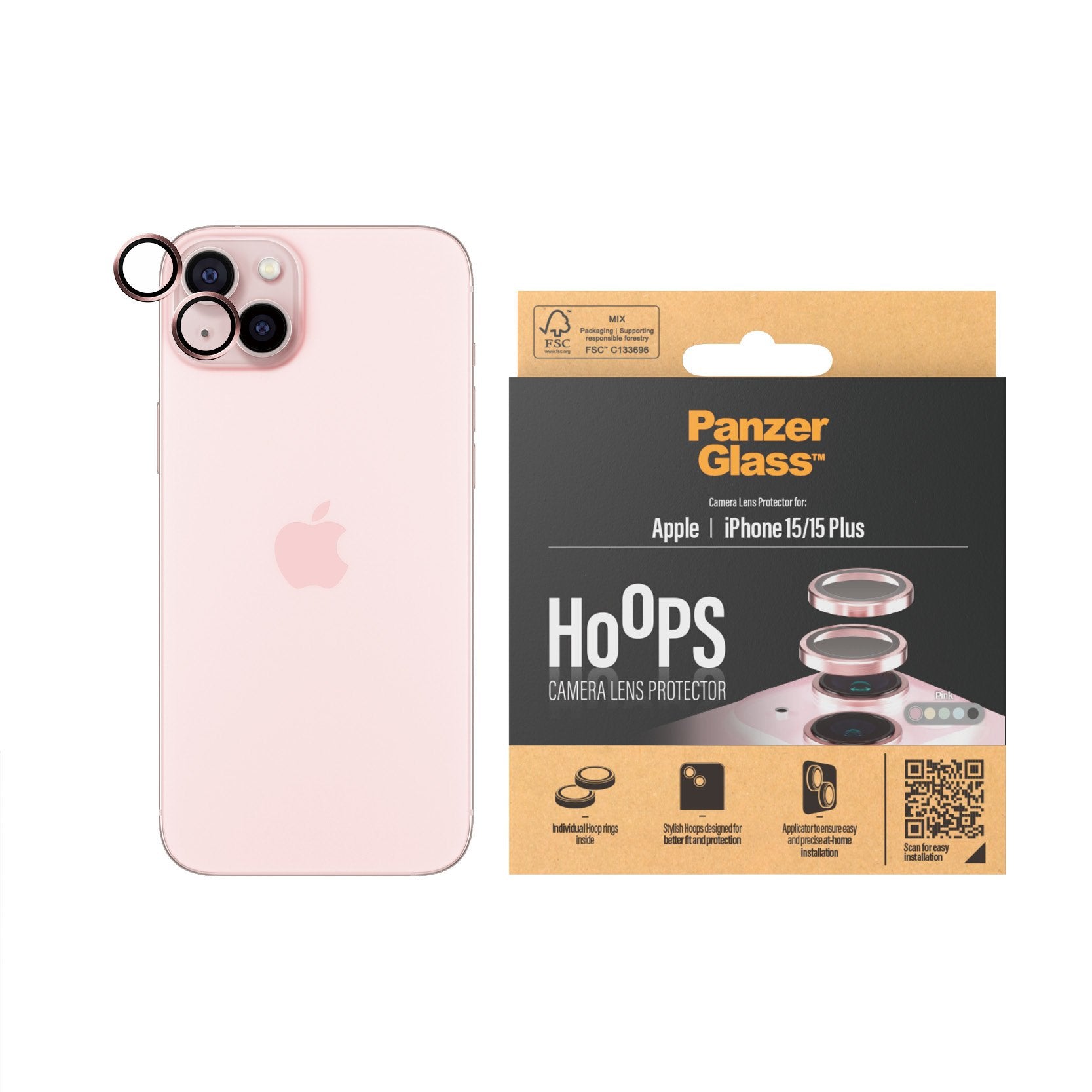 EAN 5711724011924 - PanzerGlass ® Hoops® Camera Lens Protector Pink iPhone 15 | 15 Plus Protector de pantalla Apple 1 pieza(s imagen 2