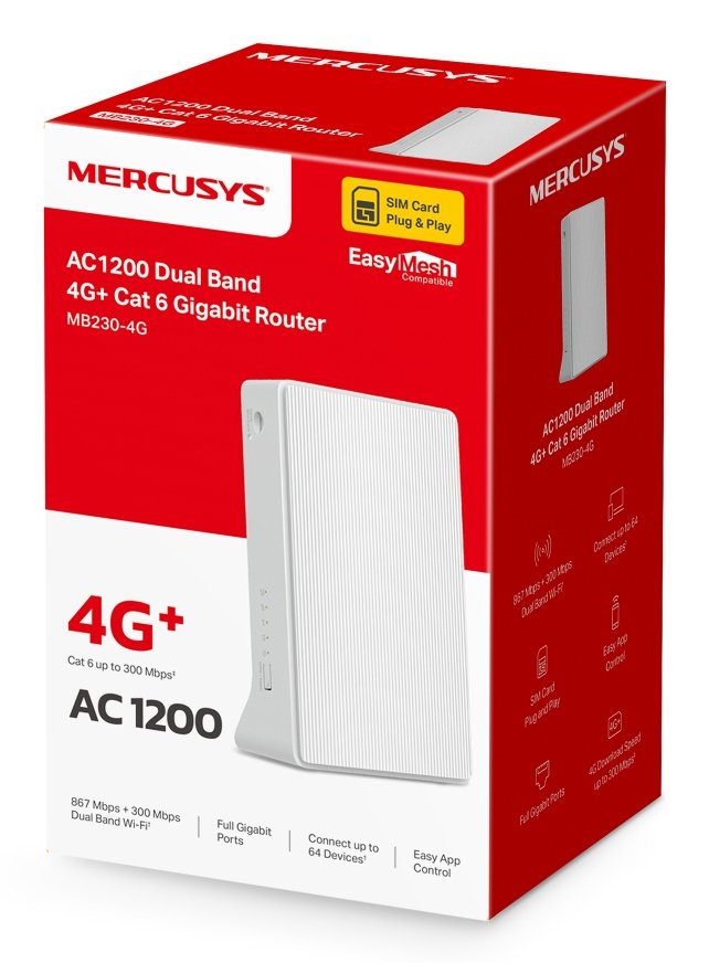 EAN 6957939001827 - Mercusys MB230-4G router inalámbrico Gigabit Ethernet Doble banda (2,4 GHz / 5 GHz) Blanco imagen 3