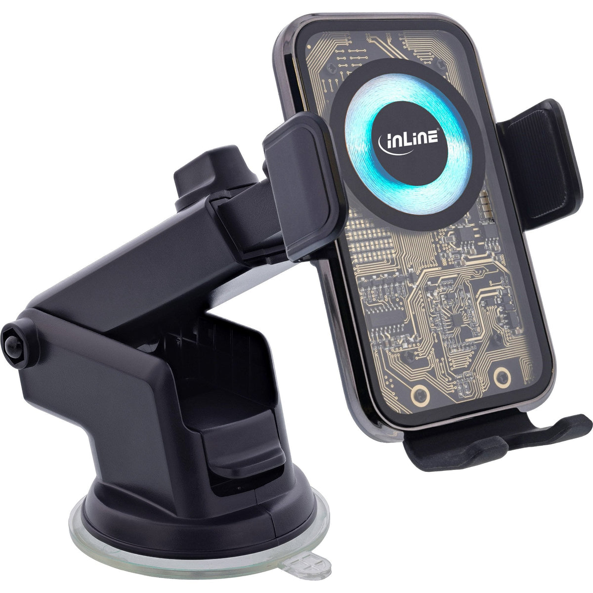 Inline® Car Smartphone Holder, One Touch Qi 2, Universal, Wireless Charger