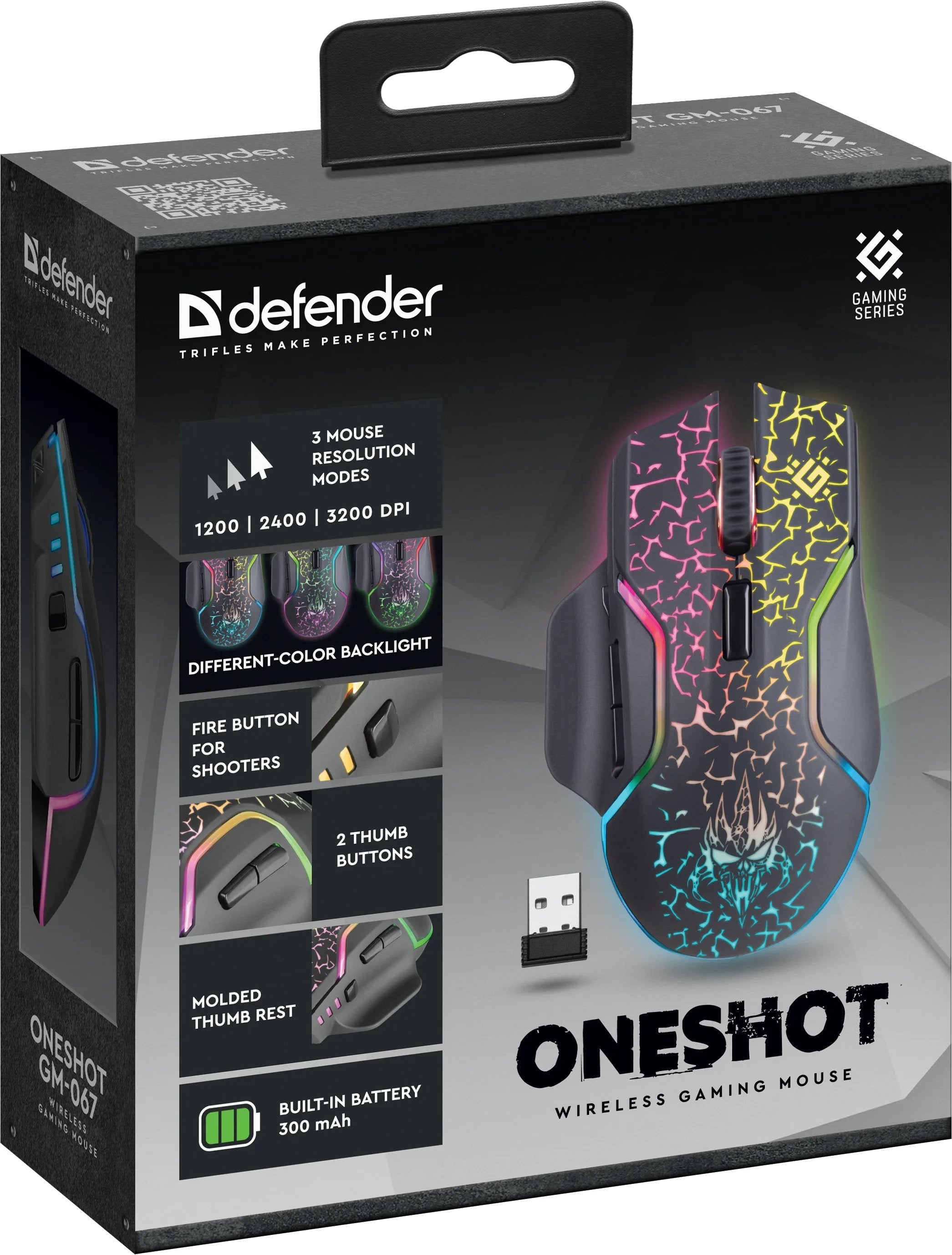 EAN 4745090820492 - Defender Oneshot GM-067 ratón Juego mano derecha RF Wireless + USB Type-C Óptico 3200 DPI imagen 9