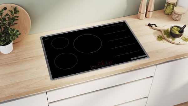 Bosch Home Pxv845hc1e Serie 6, Placa Autosuficiente Negro/Acero Inoxidable, 80 Cm Pxv845hc1e