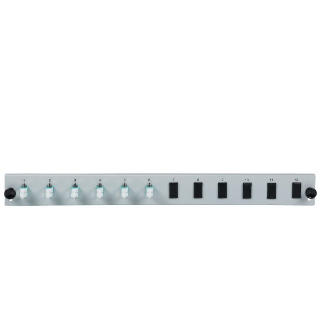 Efb Bestckte 12 Port Frontblende Mit 6 X Lc Duplex Kupplung Om3 Vertikal, Grau