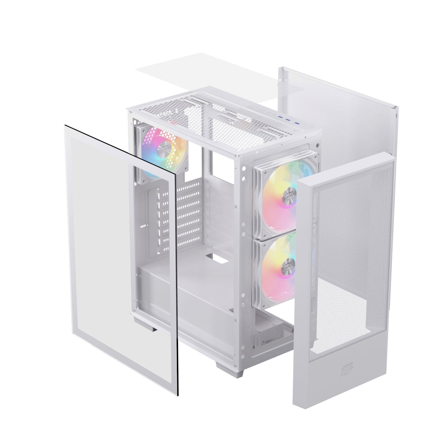 Caja Atx Semitorre Einarex P100 Rgb Blanca 3 Fans Excs-Pl-100r-W