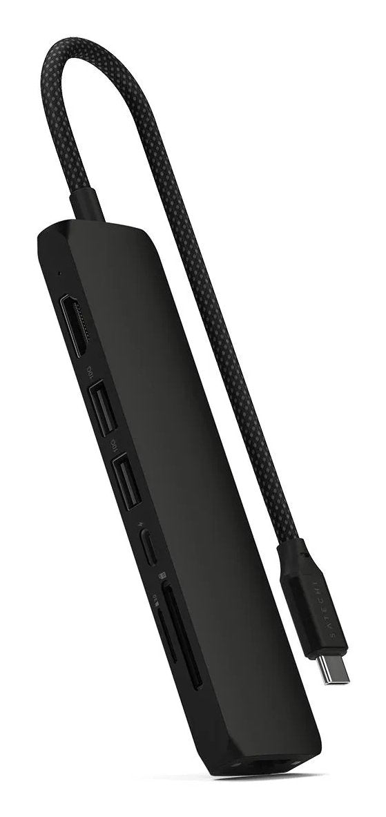 Satechi 7-W-1 Usb-C Slim Multiport Adapter Ethernet (Usb-C Pd, 2x Usb-A, Hdmi 4k, Ethernet, Czytnik Kart Micro/Sd) (Negro)