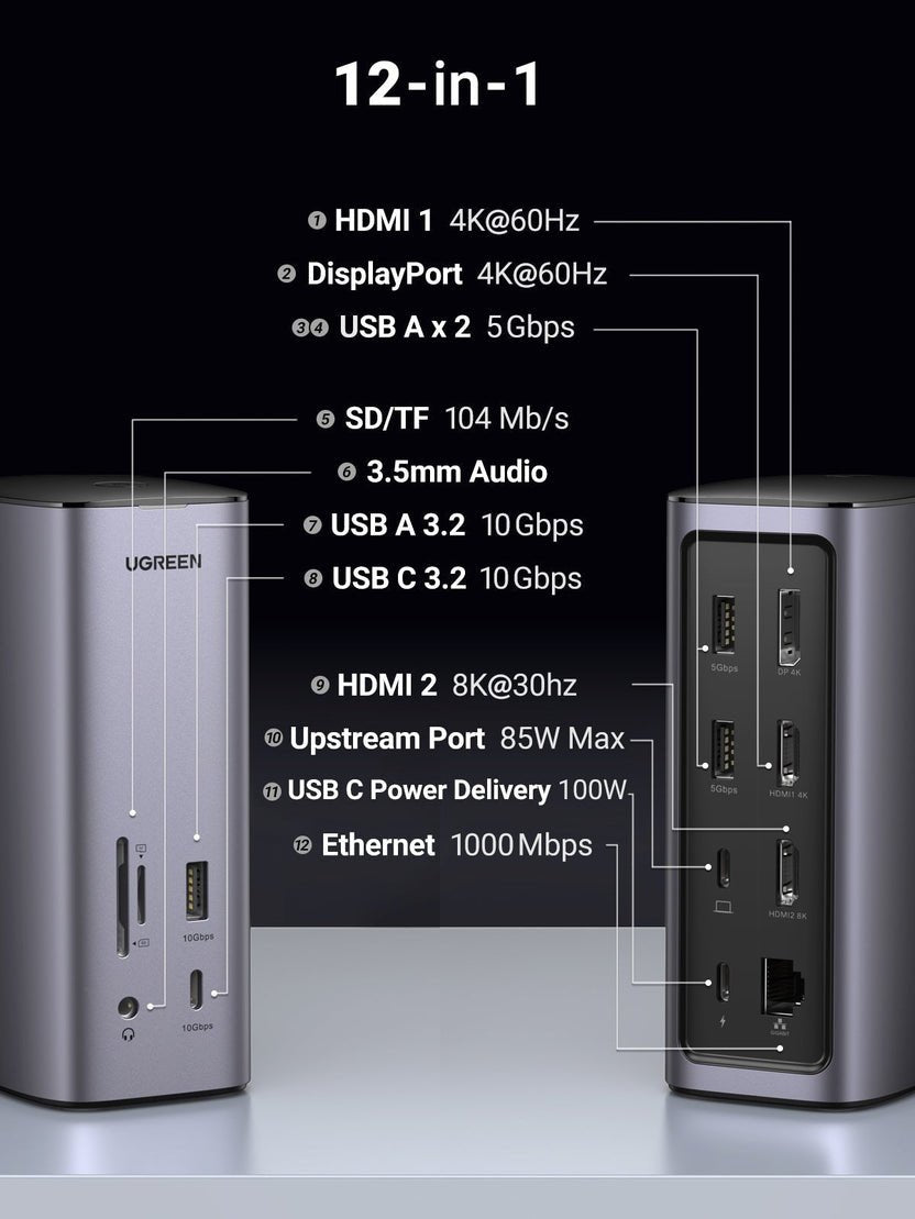 EAN 6957303893256 - Ugreen Revodok Pro 312 10000 Mbit/s Gris imagen 2