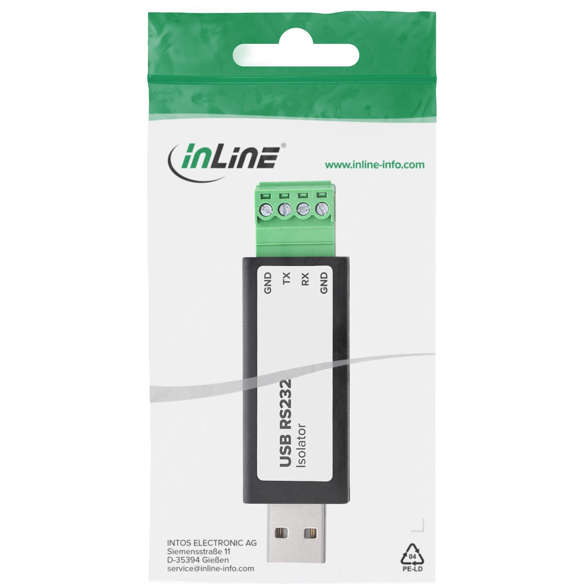 Conversor Usb-A 2.0 A 1 Puerto Serie Borna De 4 Pins (Rs-232) Chipset Ftdi (Ft232rnl) Con Aislamiento Galvanico Inline