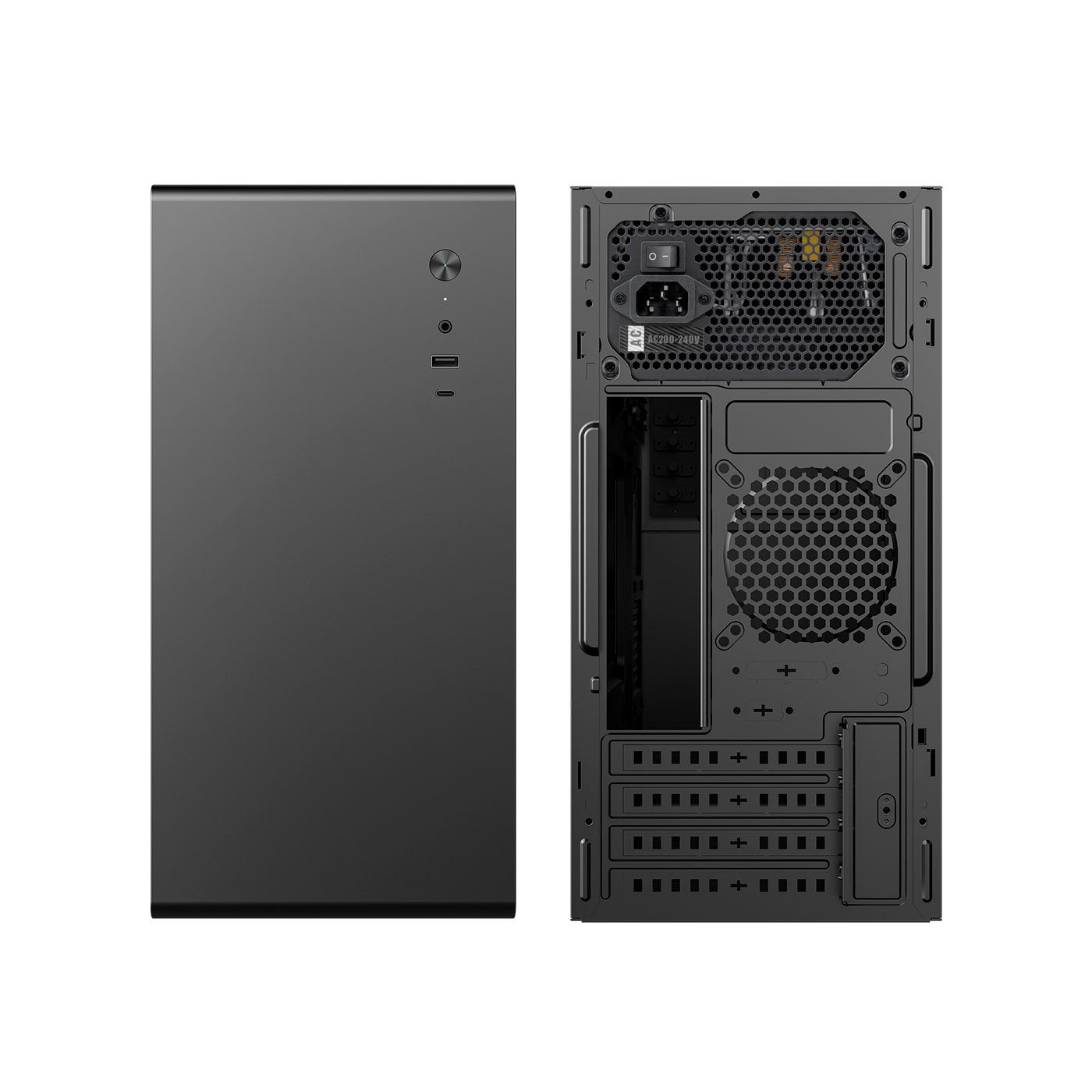 Caja Micro Atx Coolbox M640c Gpu Max 300mm 1x3.5 2x2.5 Color Negro Con Fuente Basic500gr 500w