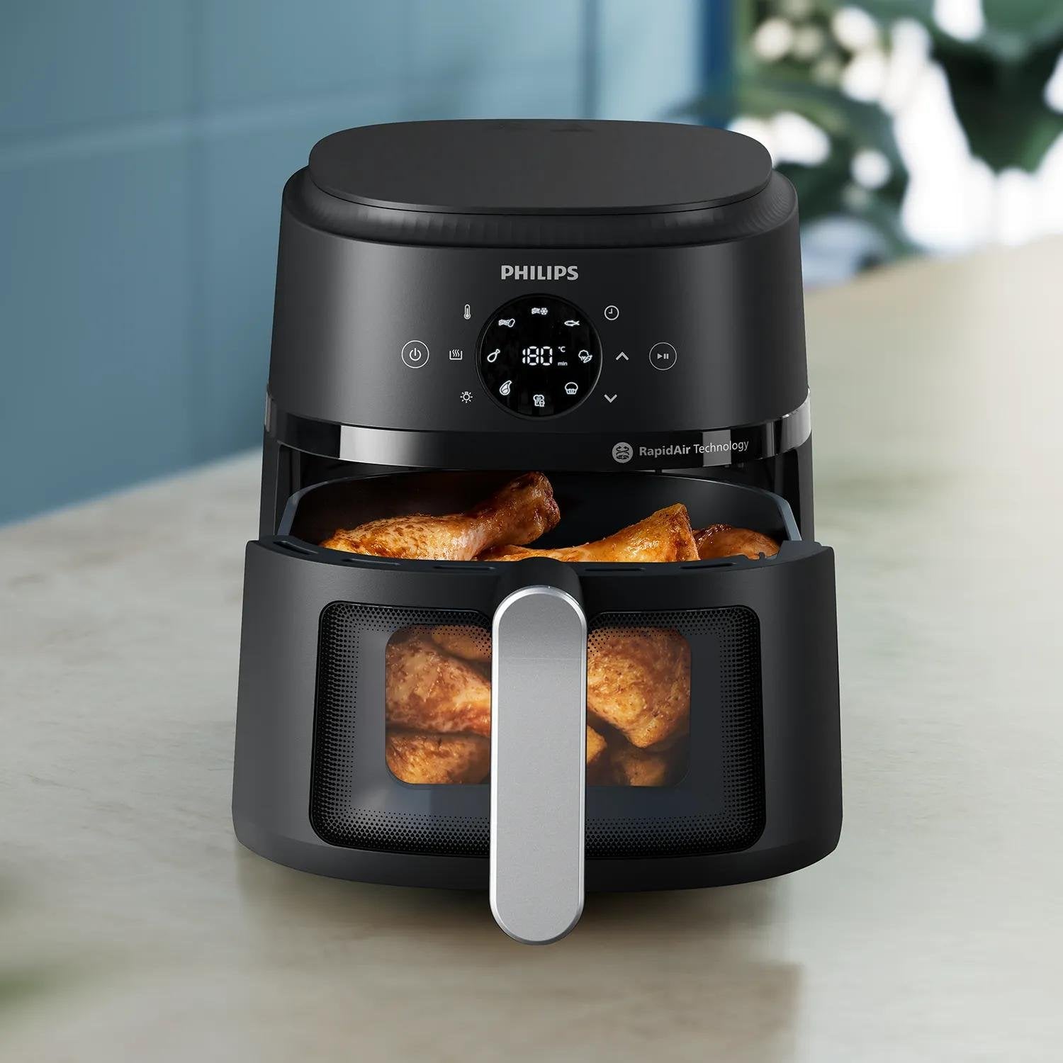 EAN 8720389034770 - Philips 2000 series NA221/00 freidora Sencillo Independiente 1500 W Freidora de aire caliente Negro, Plat imagen 7