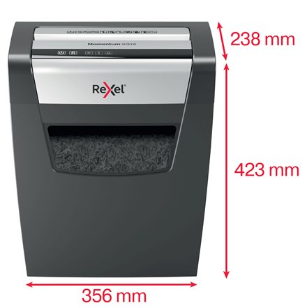 Rexel Destructora Momentun X312 - Hasta 12 Hojas A La Vez - Negro/Plata