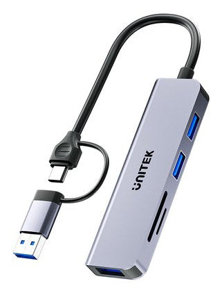Unitek Hub 5w1 Usb-A/C 5 Gbps Z Czytnikiem Kart Sd I Micro Sd