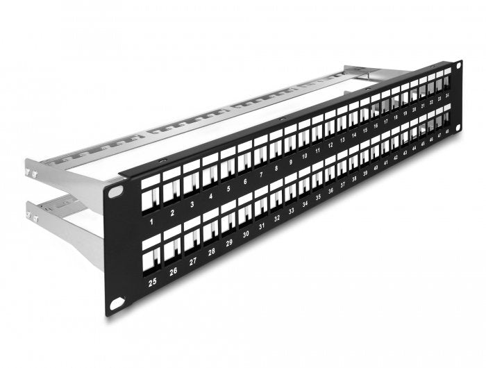 Delock 19? Keystone Patchpanel 48 Port Mit Entlastungsschienen 2 He Schwarz