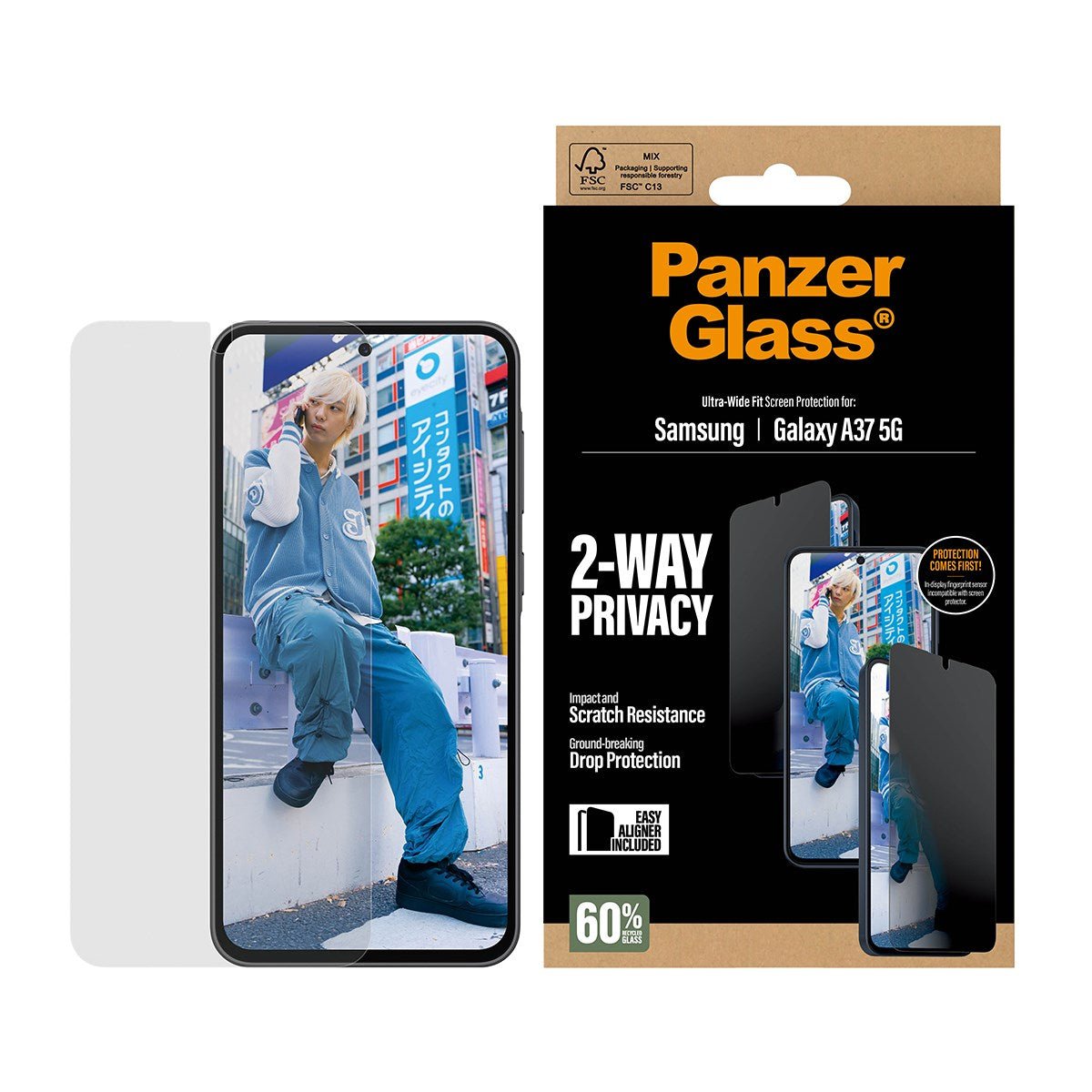 Panzerglass Privacy Displayschutz Samsung Galaxy A37 Ultra-Wide Fit Easyaligner