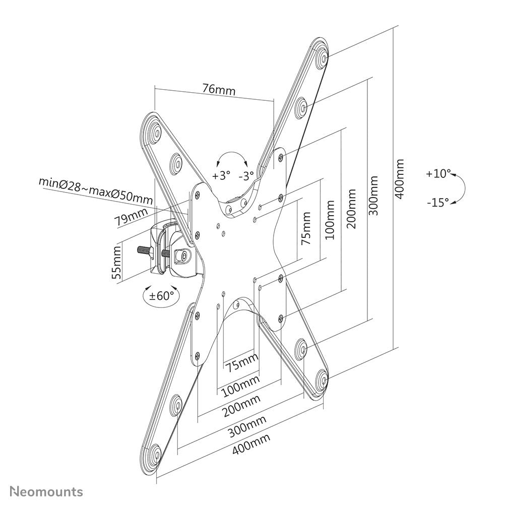 Neomounts By Newstar Soporte De Poste Para Tv (75x75 - 400x400mm 32-55)