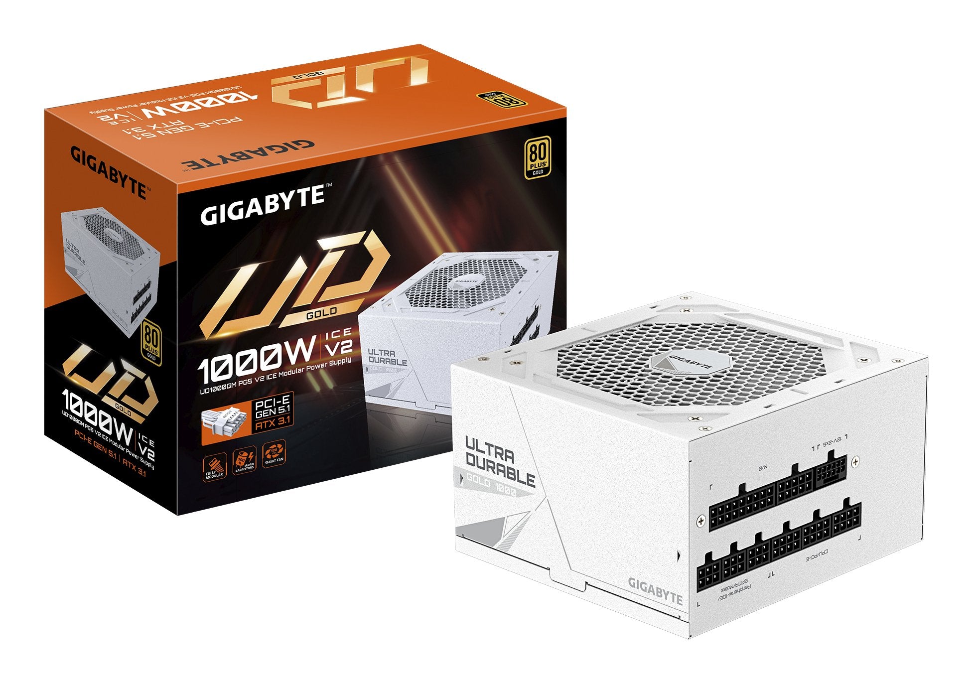 EAN 4719331556594 - GIGABYTE UD1000GM PG5 V2 ICE unidad de fuente de alimentación 1000 W 20+4 pin ATX Blanco imagen 1