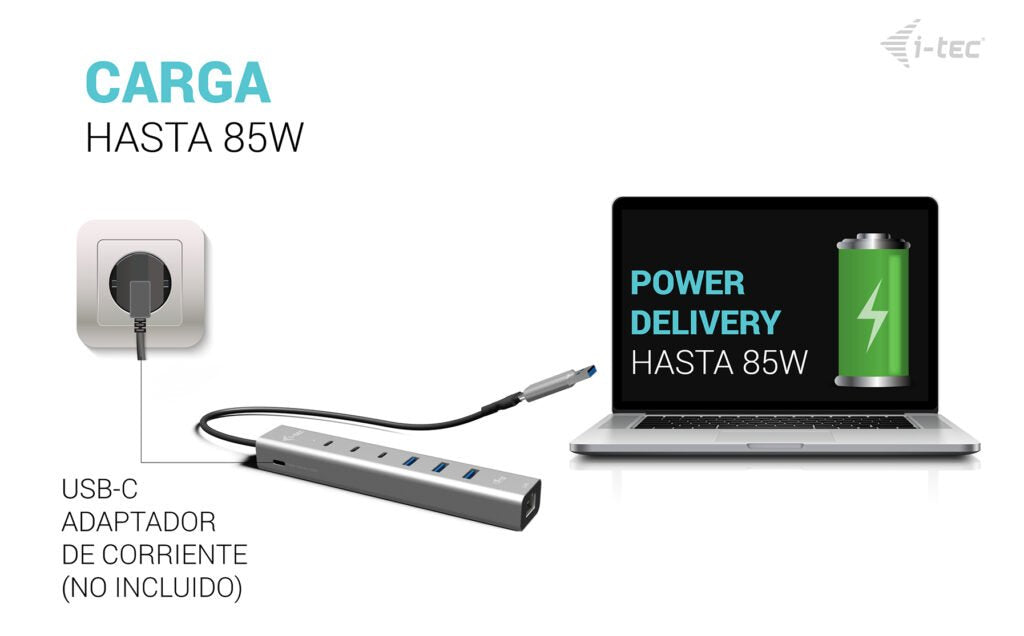 I-Tec Usb-C Usb-A Metal Hub 6 Port 3x Usb-C 3.2 Gen1 3x Usb-A 3.2 Gen1 1x Glan Power Delivery 85w