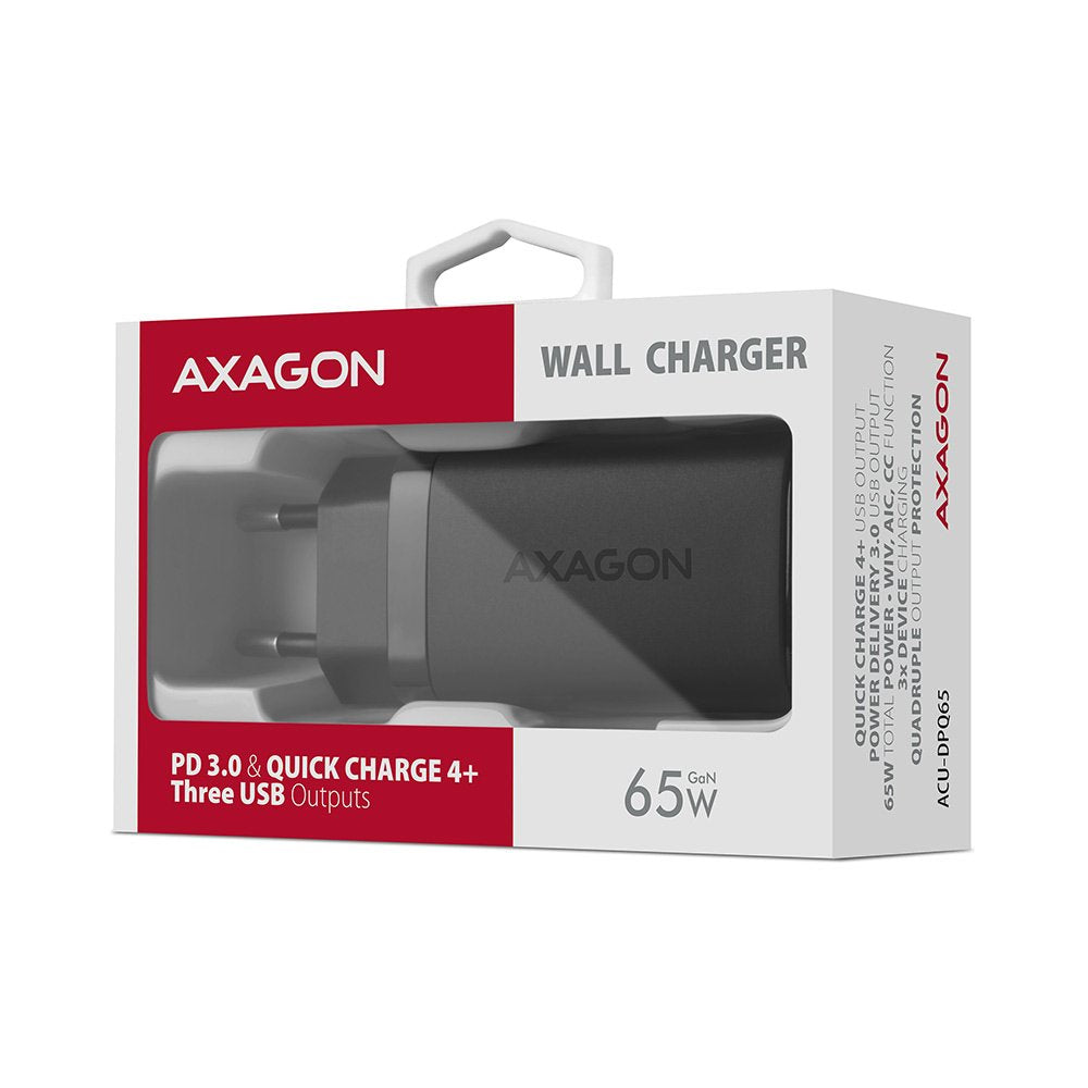 Cargador Acu-Dpq65, 2x Usb-C, 1x Usb-A, Pd3.0/Qc4+/Pps, 65w - Negro