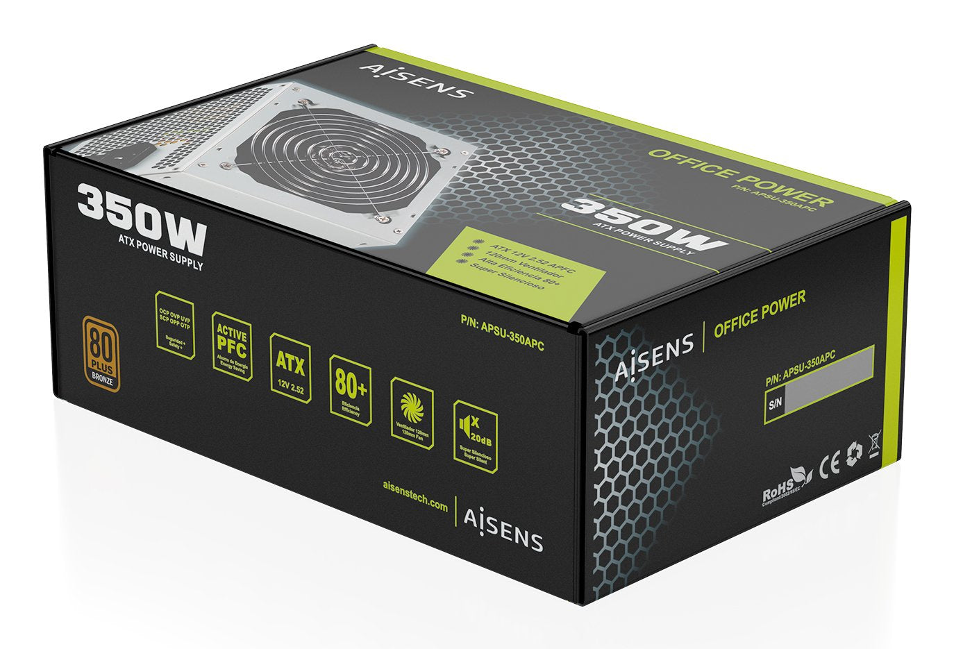 EAN 8436574709636 - AISENS APSU-350APC unidad de fuente de alimentación 20+4 pin ATX Blanco imagen 3