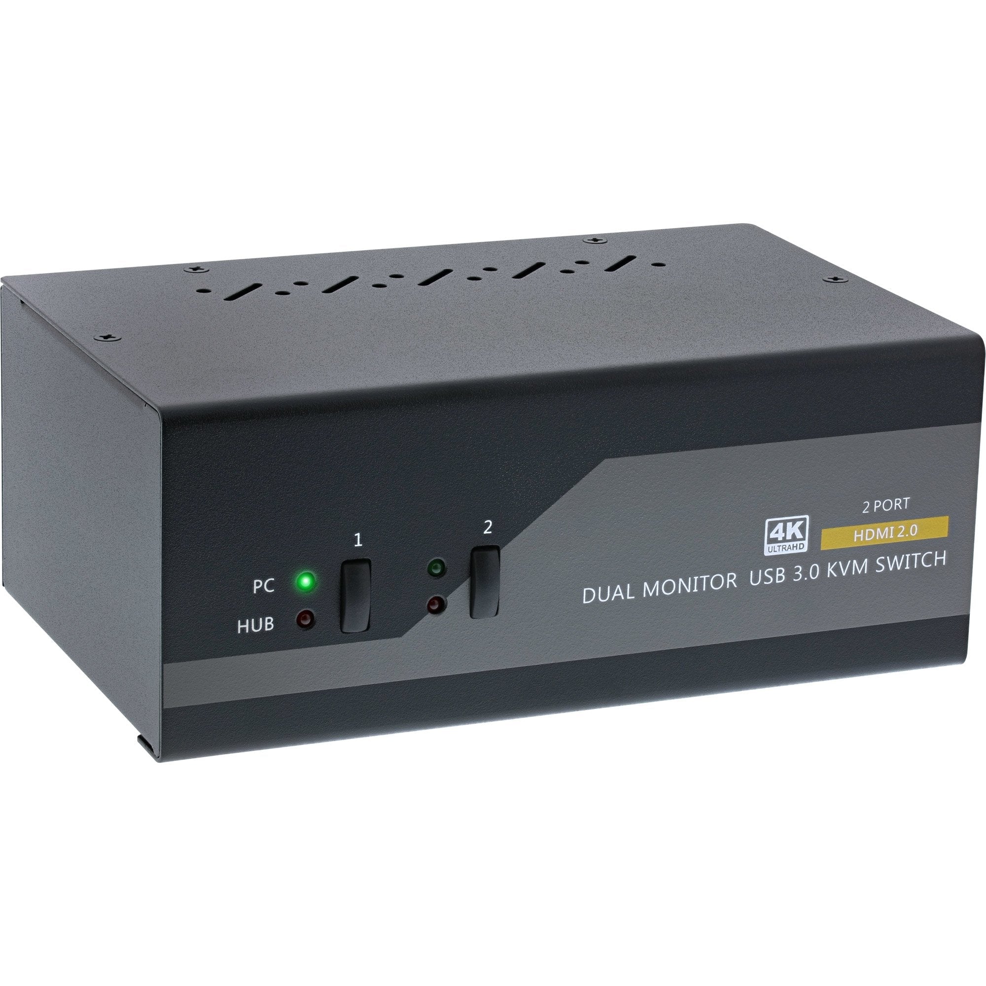 Inline® Kvm Desktop Switch, 2-Port, Dual Monitor, Hdmi 2.0, 4k, Usb 3.0, Audio