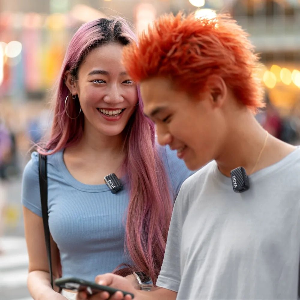 Boya Microphone Wireless Boyamic 2-02 2.4ghz, Ai Powered Noise Cancellation With 2 Receivers And 1 Transmitter (Type-C) Black Eu