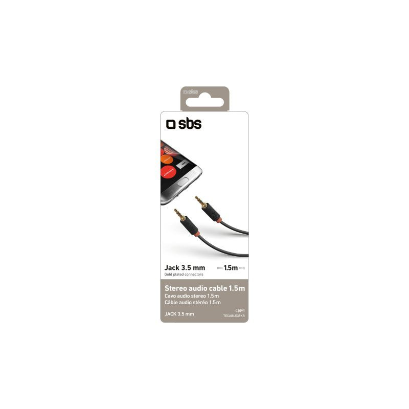 Sbs Klinkencable 3,5mm Mecker > 3,5mm Mecker 1,5m Negro