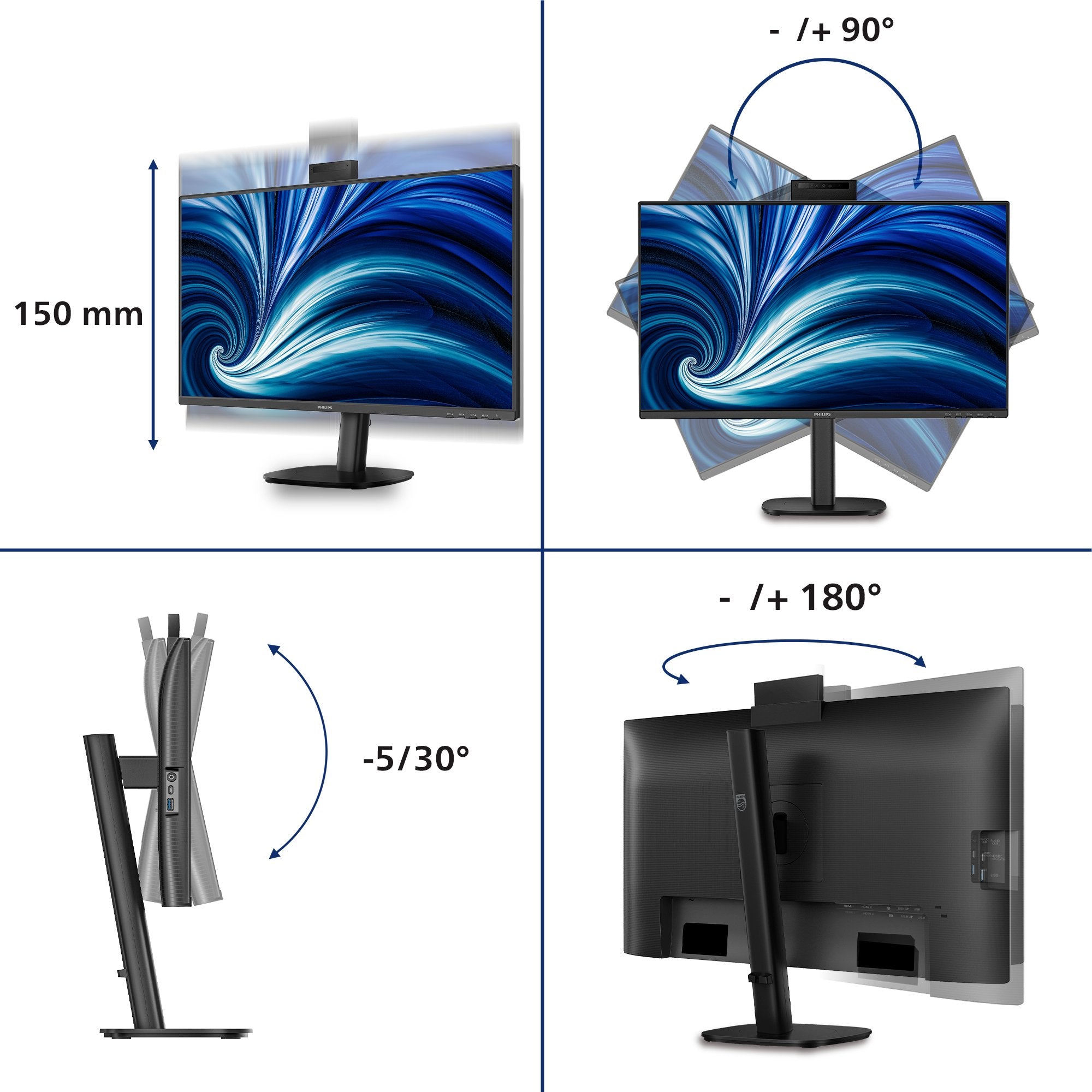 EAN 8721038006421 - Philips 27B2N3500JH pantalla para PC 68,6 cm (27") 2560 x 1440 Pixeles Quad HD LCD Negro imagen 3