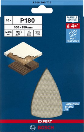 Hoja De Lija Bosch Professional  Expert M480 Estructura De Malla 100 X 150 Mm, K180 10 Piezas, Para Lijadora Múltiple 2608900729