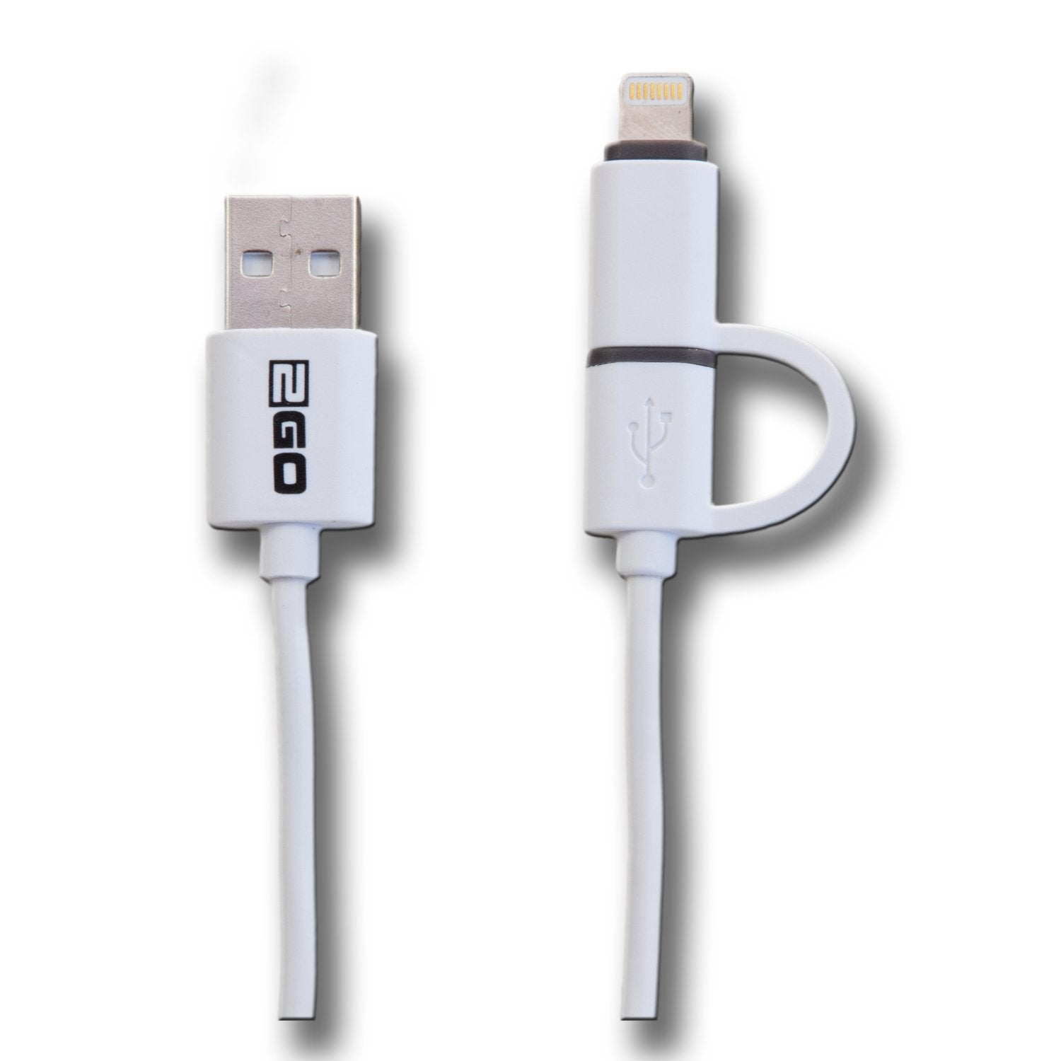 Cable De Carga Usb 2go 2 En 1-Blanco-100cm Para Micro-Usb Y Apple