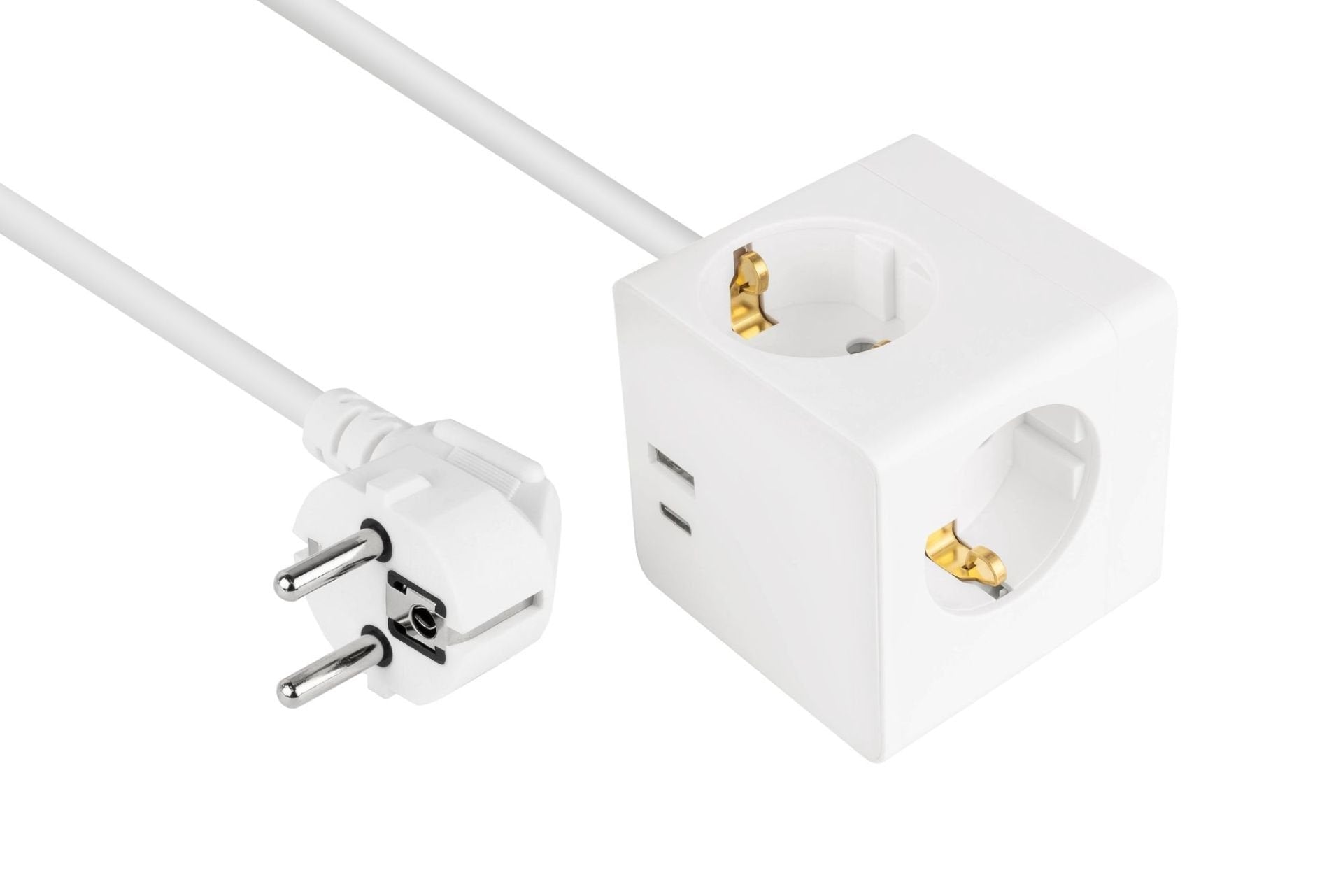 Cablemeister Steckdosenwürfel Mit 5m Zuleitung 3x Schuko  1x Usb-C 20w Pd 3.0  Usb-A 18w Weiss