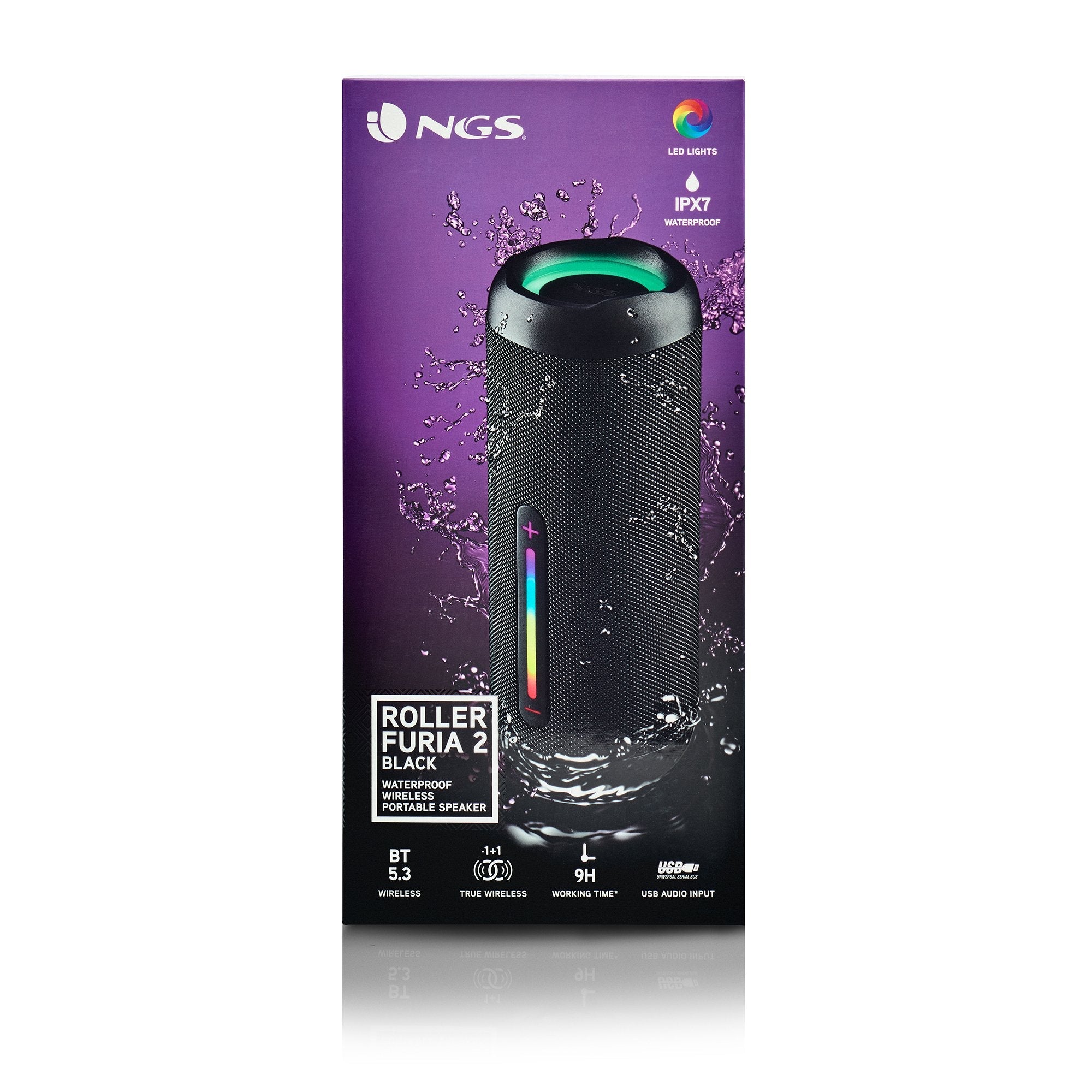 Ngs Altavoz Port Bt Luces Rgb Ip67 Color Negro 30w