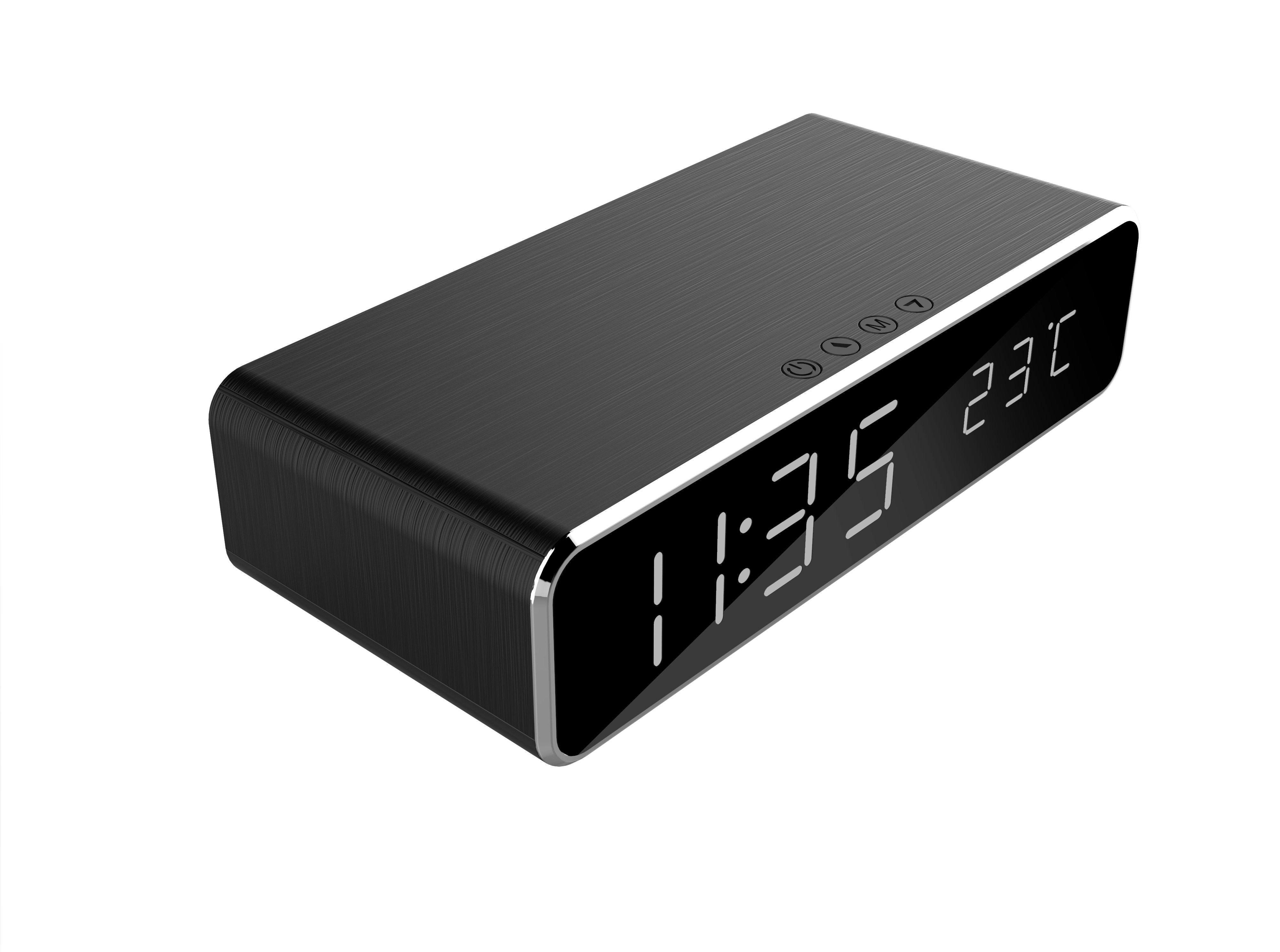 Gembird Dac-Wpc-01-S, Reloj Despertador Con Cargador Inalambrico, Plata, Iphone X/Xs/Xr, Iphone 8, Galaxy S8/S7/S6, Lcd