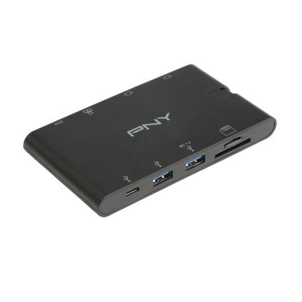 Pny 9 En 1 Mini Hub Portátil Con Cable Usb-C Integrado Con 2 Puertos Usb-C, 2 Puertos Usb-A 3.1, 1 P