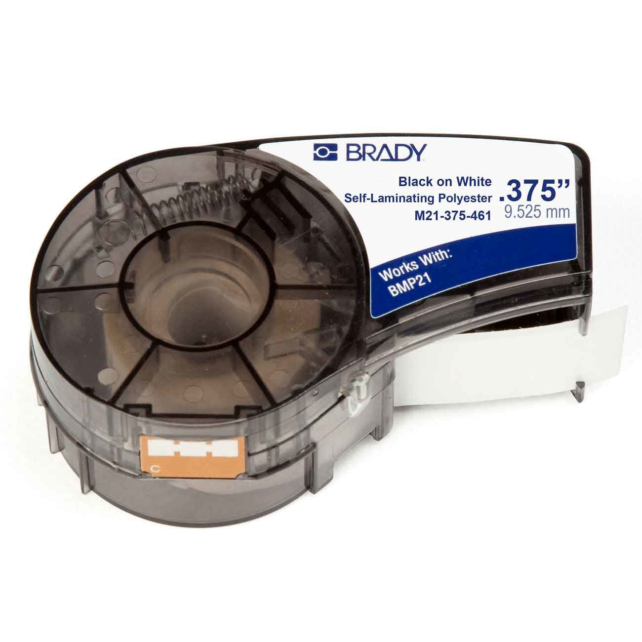 Brady M21-375-461-Aw Cinta De Etiquetas Original Poliester - Texto Negro Sobre Fondo Blanco - Ancho 9.53mm X 6,40m