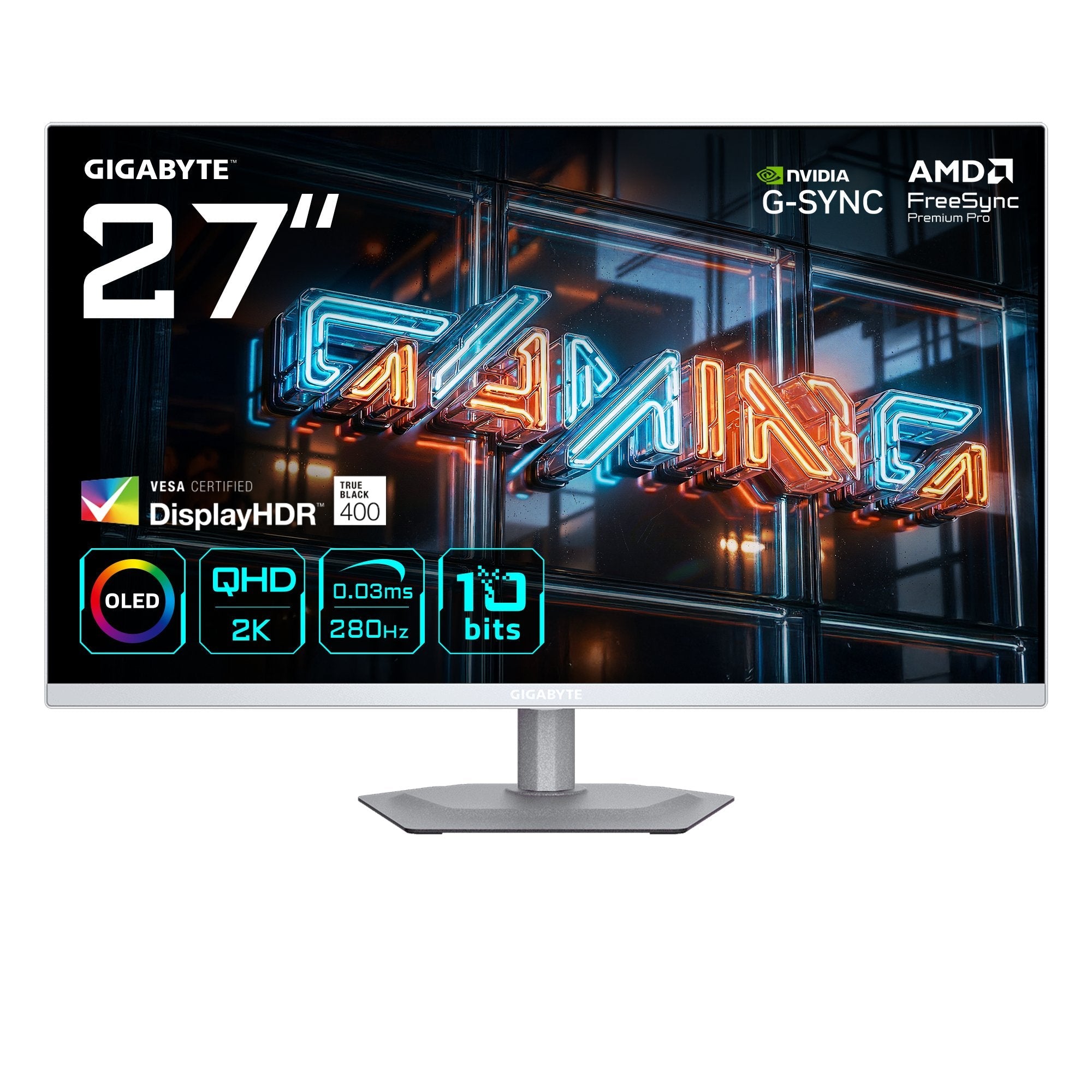 Gigabyte Mo27q2a Ice (68.6 Cm (27 Zoll), Blanco, Qhd, Kvm, Freesync Premium Pro, G-Sync-Compatible, 280hz Panel) Mo27q2a Ice Ek