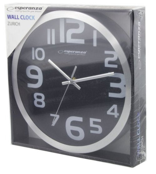 EAN 5901299929889 - Esperanza EHC013K Wall Clock - Zurich - Black Reloj de cuarzo Ovalado Negro, Blanco imagen 2