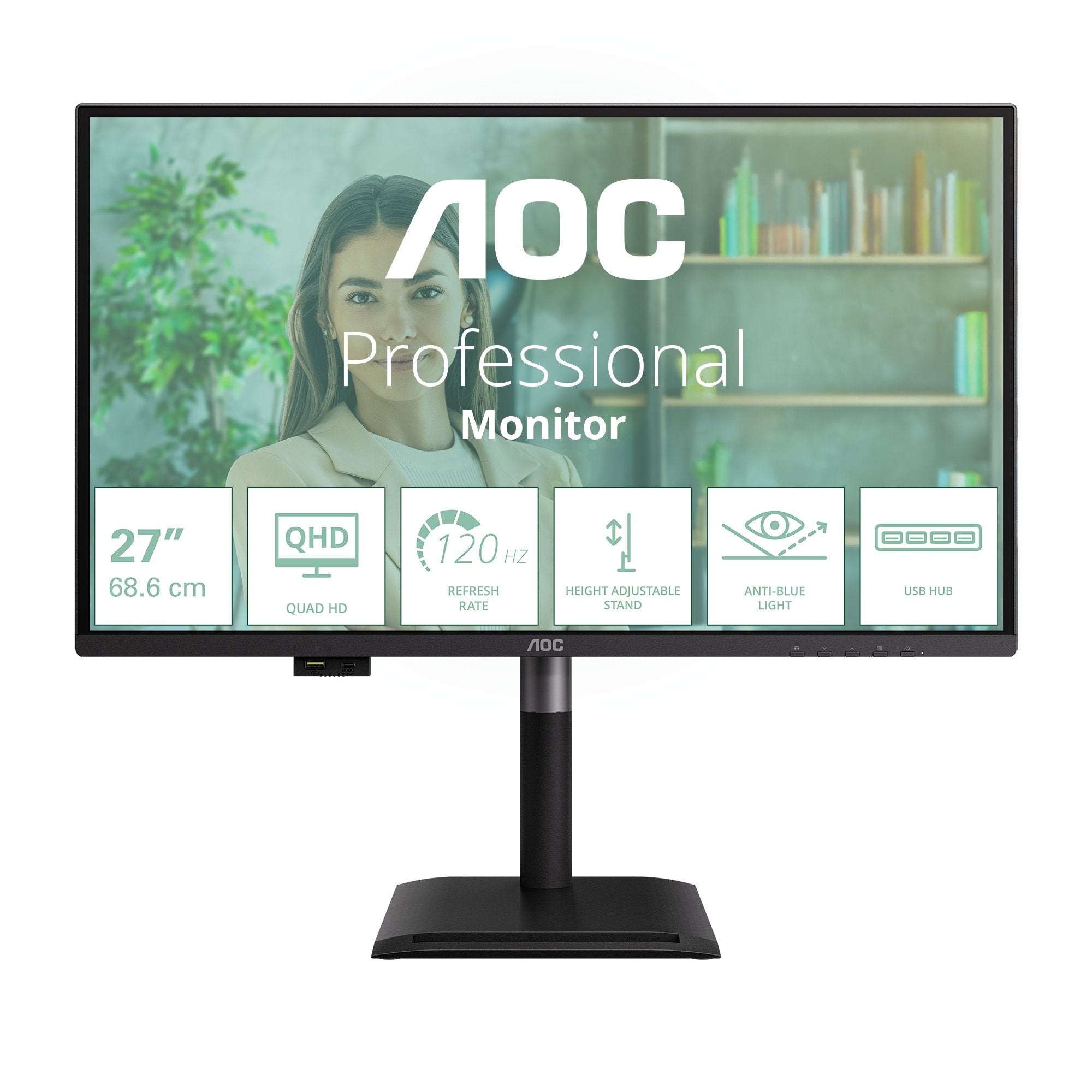 Aoc 68,6cm 27" Q27p4u 16:09 2xhdmi+Dp+Usb Lift Negro