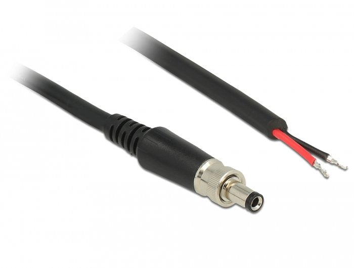 Delock Stromversorgungscable Dc 5,5 X 2,5 X 9,5 Mm Verschraubbar Zu Offenen Cableenden 95 Cm