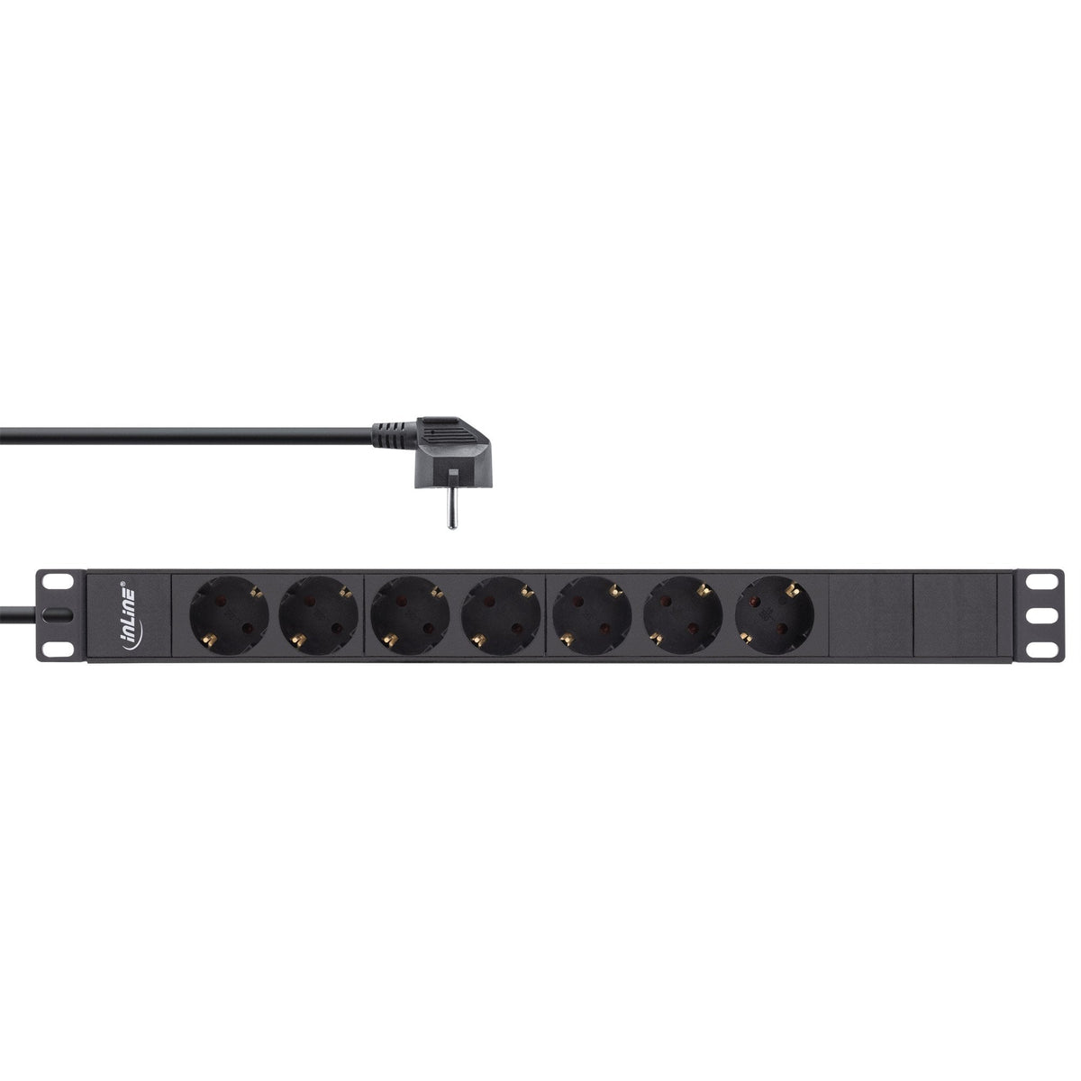 Regleta Inline De 19", Contacto De Protección De 7 Contactos, Sin Interruptor, 2 M, Negro