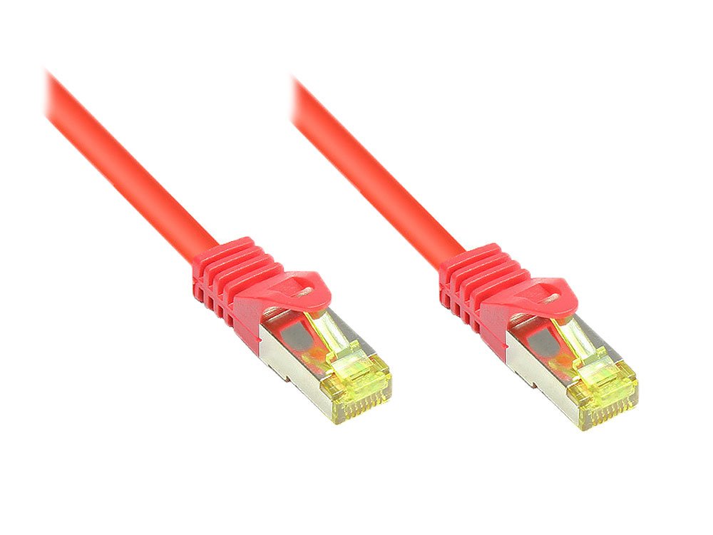 Goodconnections Rj45 Cable De Red Mit Cat. 7 Rohcable Und Rastnasenschutz (), S Ftp, Pimf, Halogenfrei, 500mhz, Ofc, Rot, 3m,