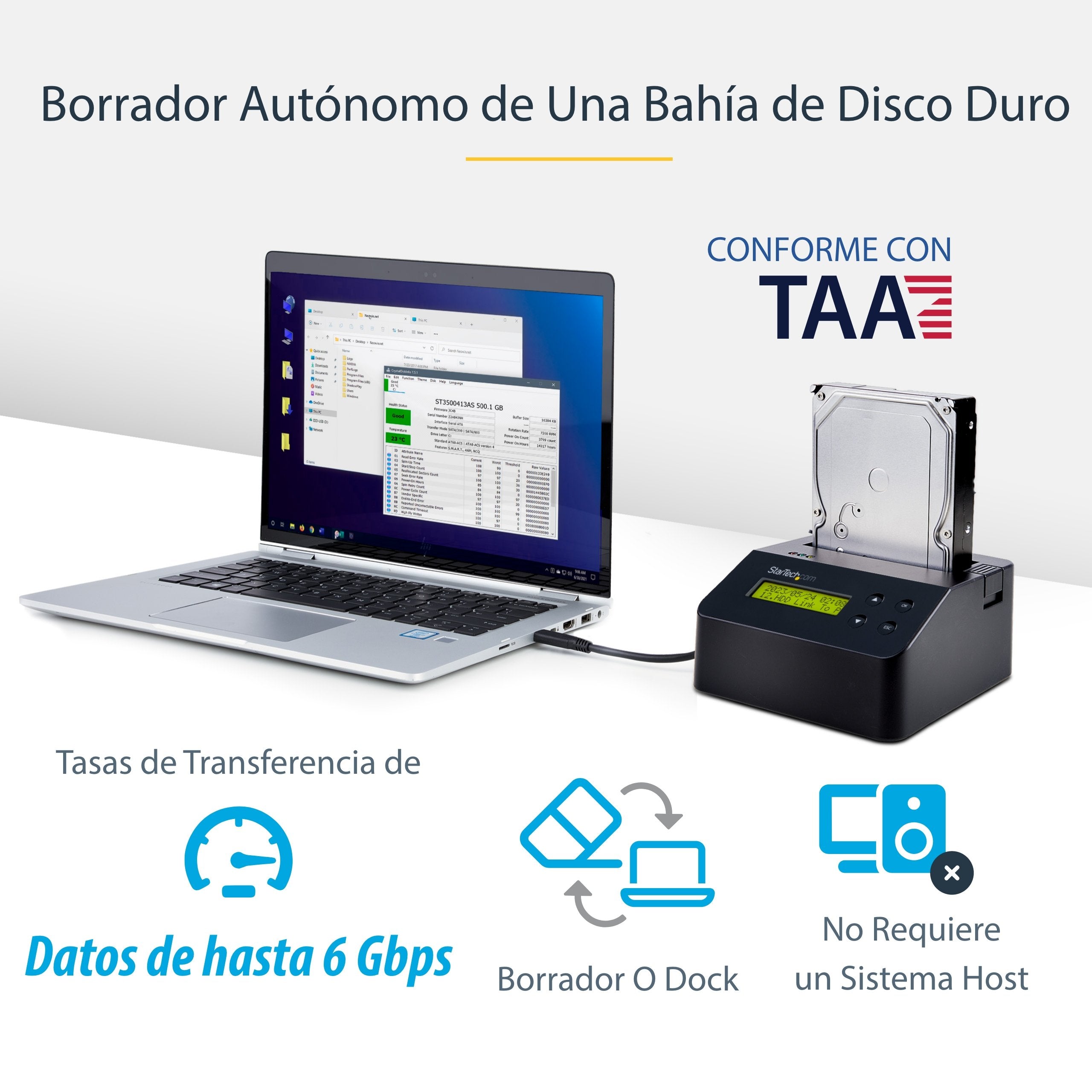 Startech.Com Borrador Y Docking Station De Unidad De Disco - Autónoma Con Soporte Para 4kn