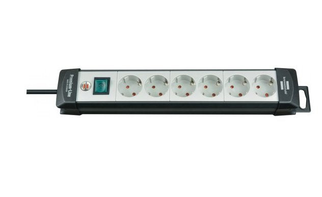 Brennenstuhl Premium-Line 6 Vías Negro / Gris Claro, 3m