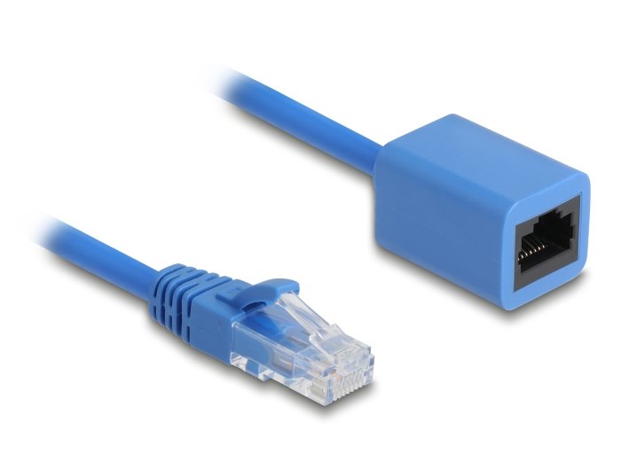 Delock Rj45 Spiralcable Stecker Zu Buchse Cat.6 Utp 0,8 M Bis 1,8 M Blau