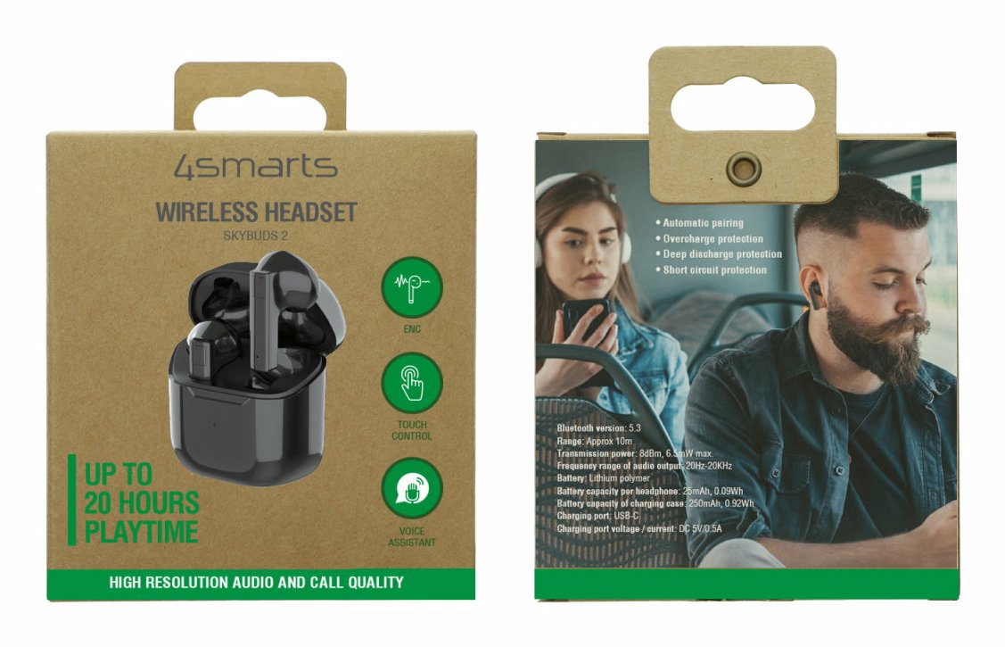 Auriculares 4smarts Skybuds 2 True Wireless Stereo (Tws) Usb Tipo C Bluetooth Negro