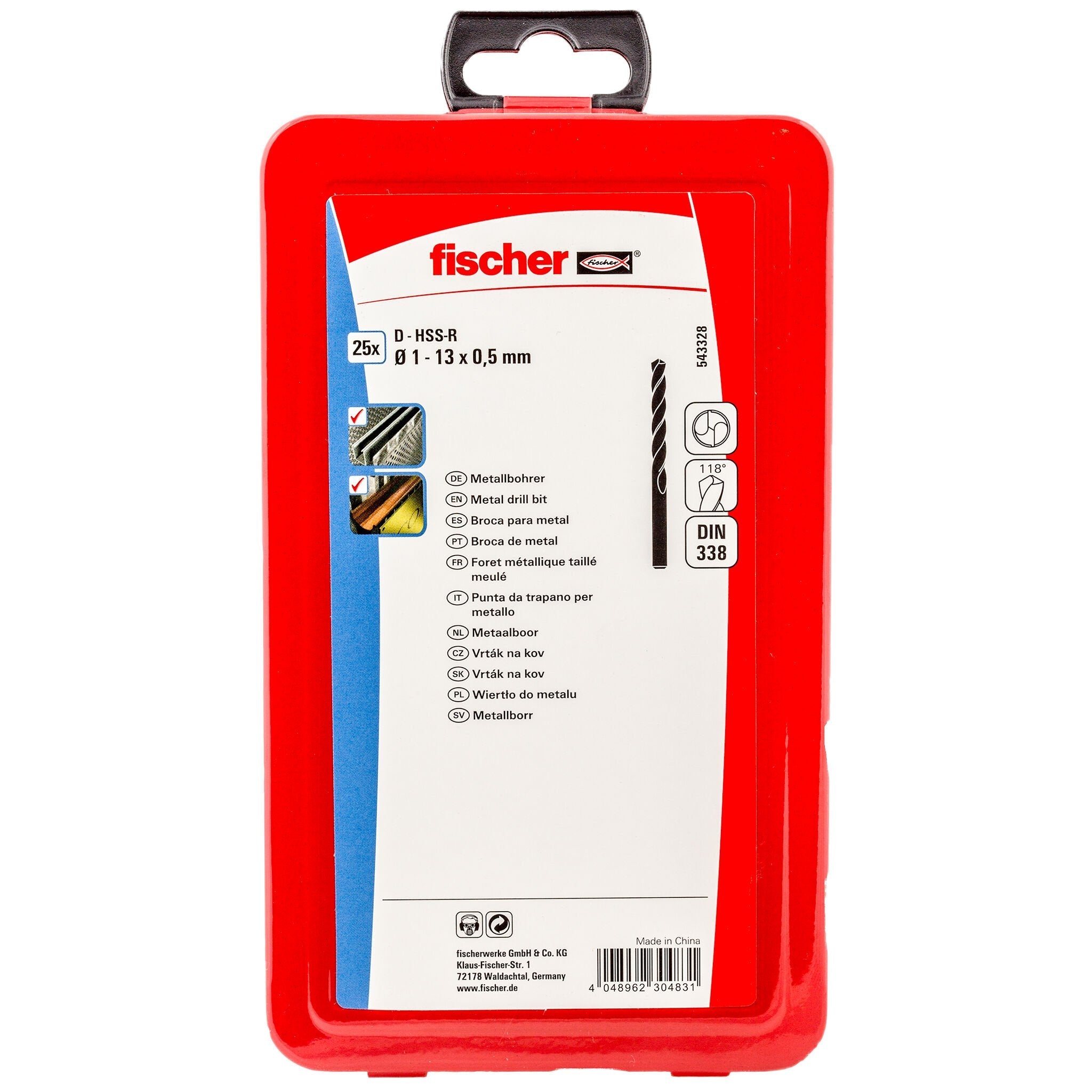 Pack 25 Brocas Para Metal Hss-R Din338 Ø1-13x0,5mm 543328 Fischer