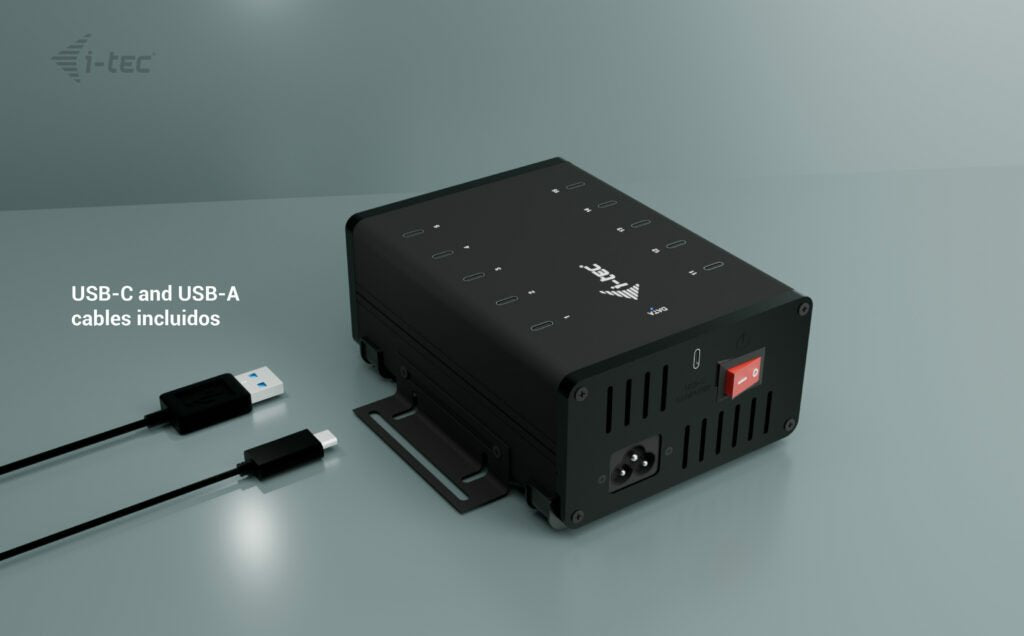 I-Tec Usb-C Usb-A Metal Charging+Data Hub 15w Per Port 10x Usb-C Integrated Power Adapter 180w