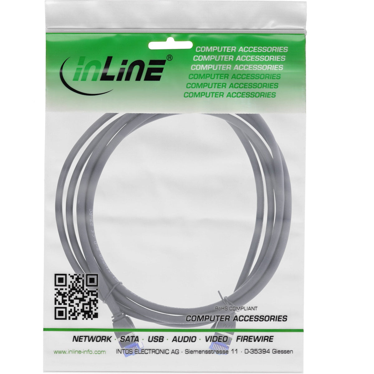 Inline® Cable De Red Slim, Cat.6a, S/Ftp, Tpe (Lszh) Flexible, Poe, Black, 30m