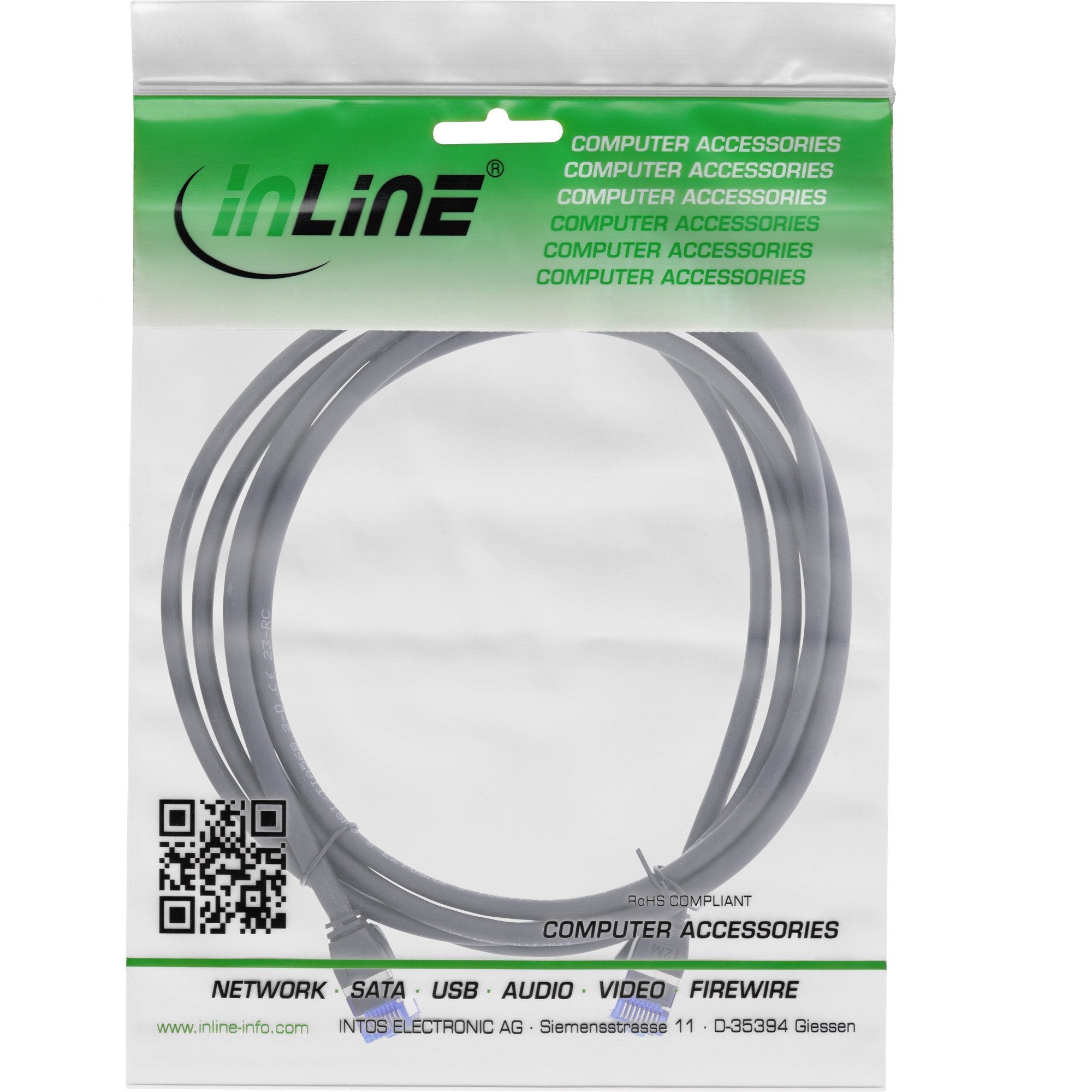 Inline® Cable De Red Slim, Cat.6a, S/Ftp, Tpe (Lszh) Flexible, Poe, Black, 7.5m