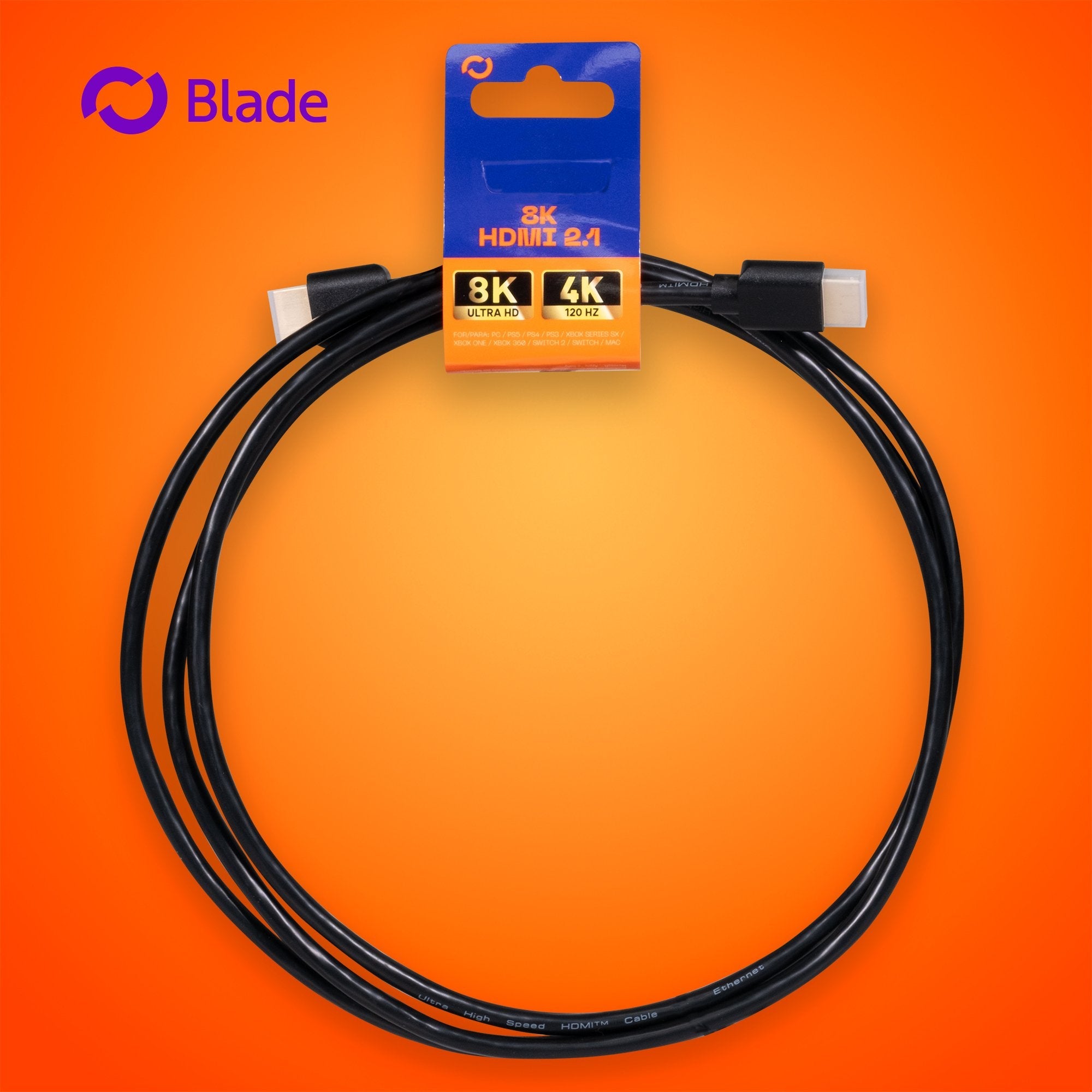 EAN 8436563094767 - Blade Gaming BL9002 cable HDMI 2 m 2 x HDMI Type A (Standard) Negro, Oro imagen 5