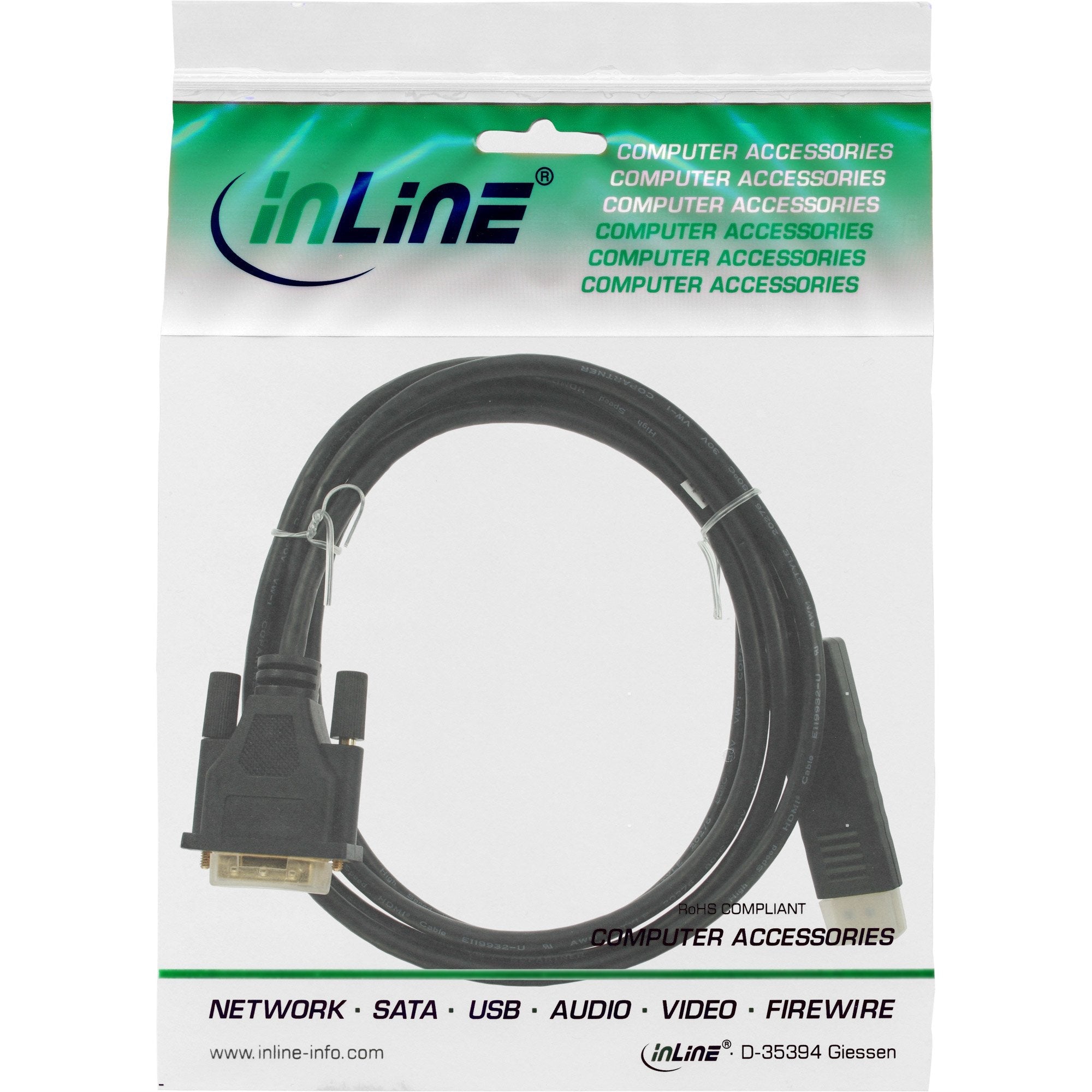 Cable Inline Displayport A Dvi Negro 0,5 M